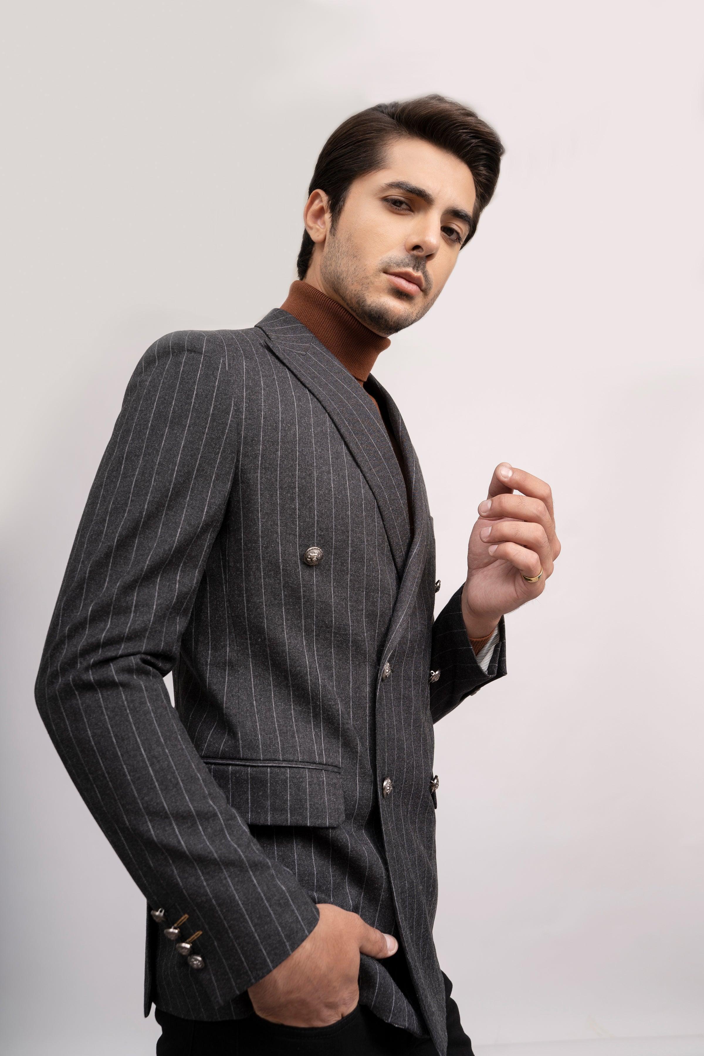 CASUAL COAT SLIM FIT BLACK at Charcoal Clothing