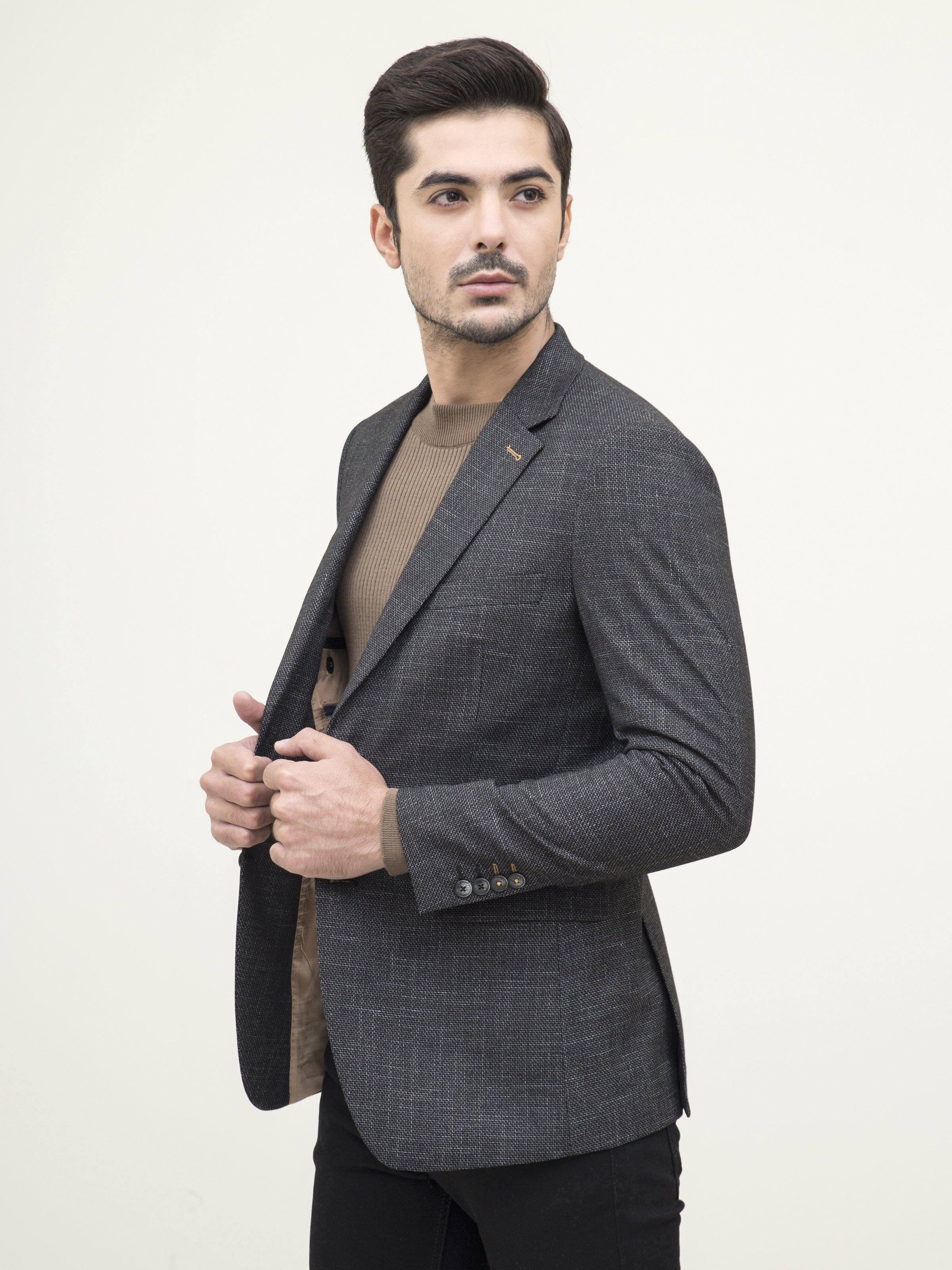 CASUAL COAT SLIM FIT BLACK at Charcoal Clothing