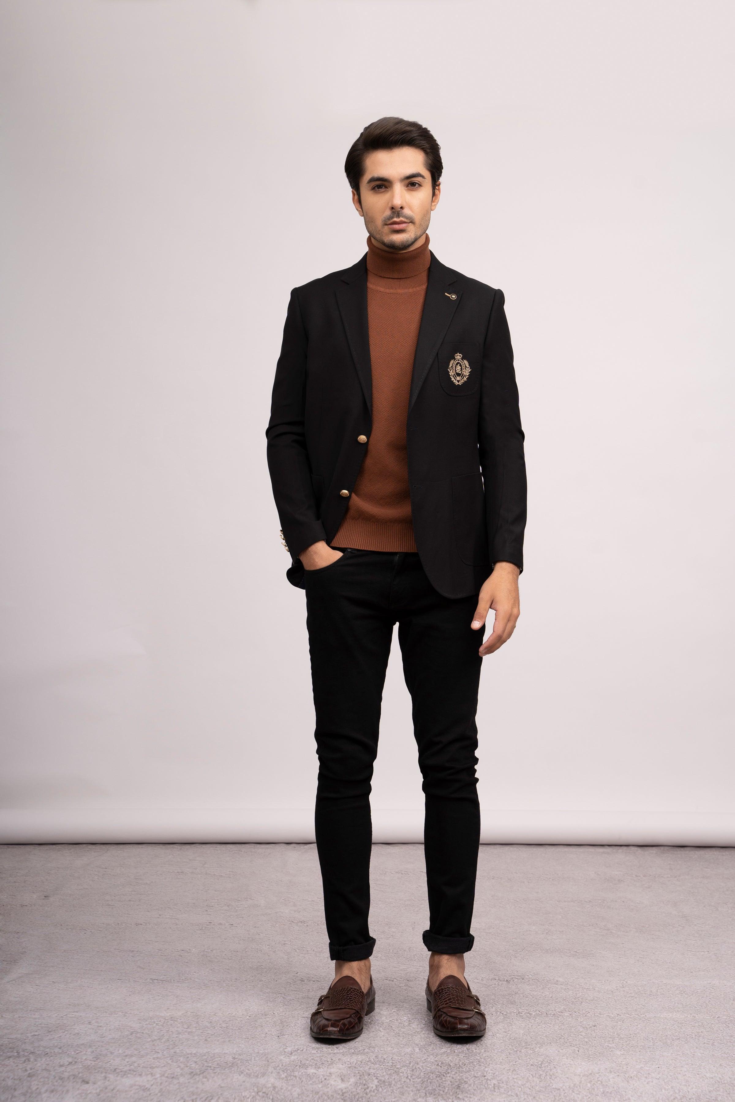 CASUAL COAT SLIM FIT BLACK at Charcoal Clothing