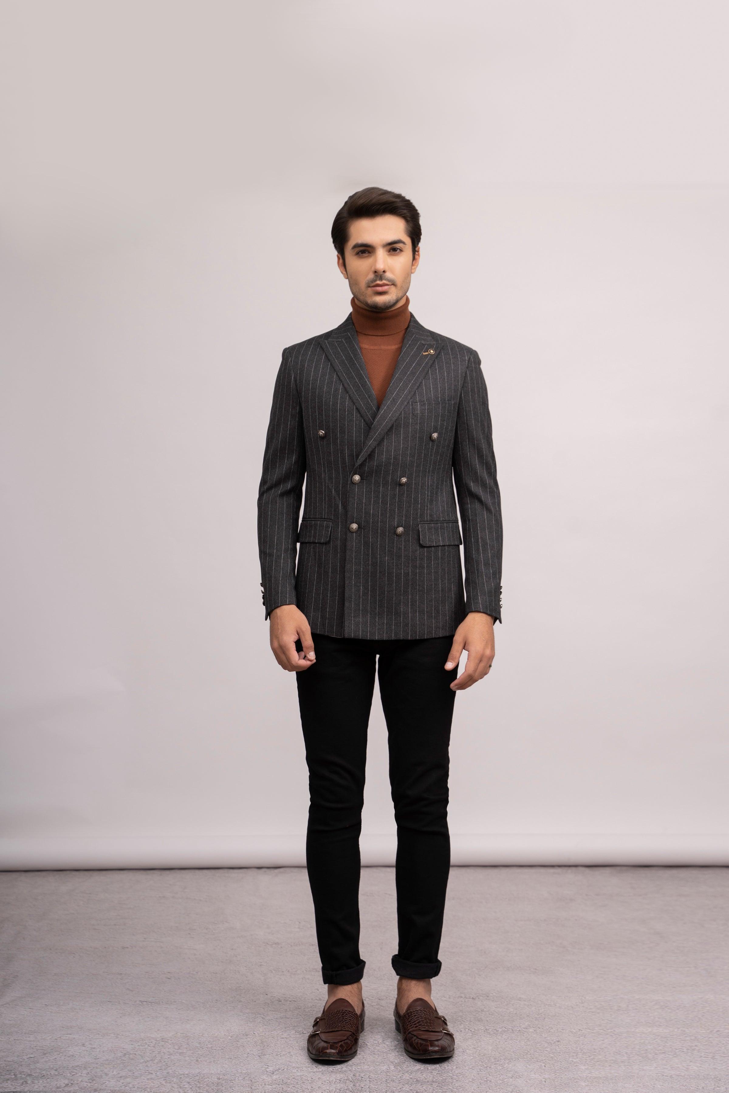 CASUAL COAT SLIM FIT BLACK at Charcoal Clothing
