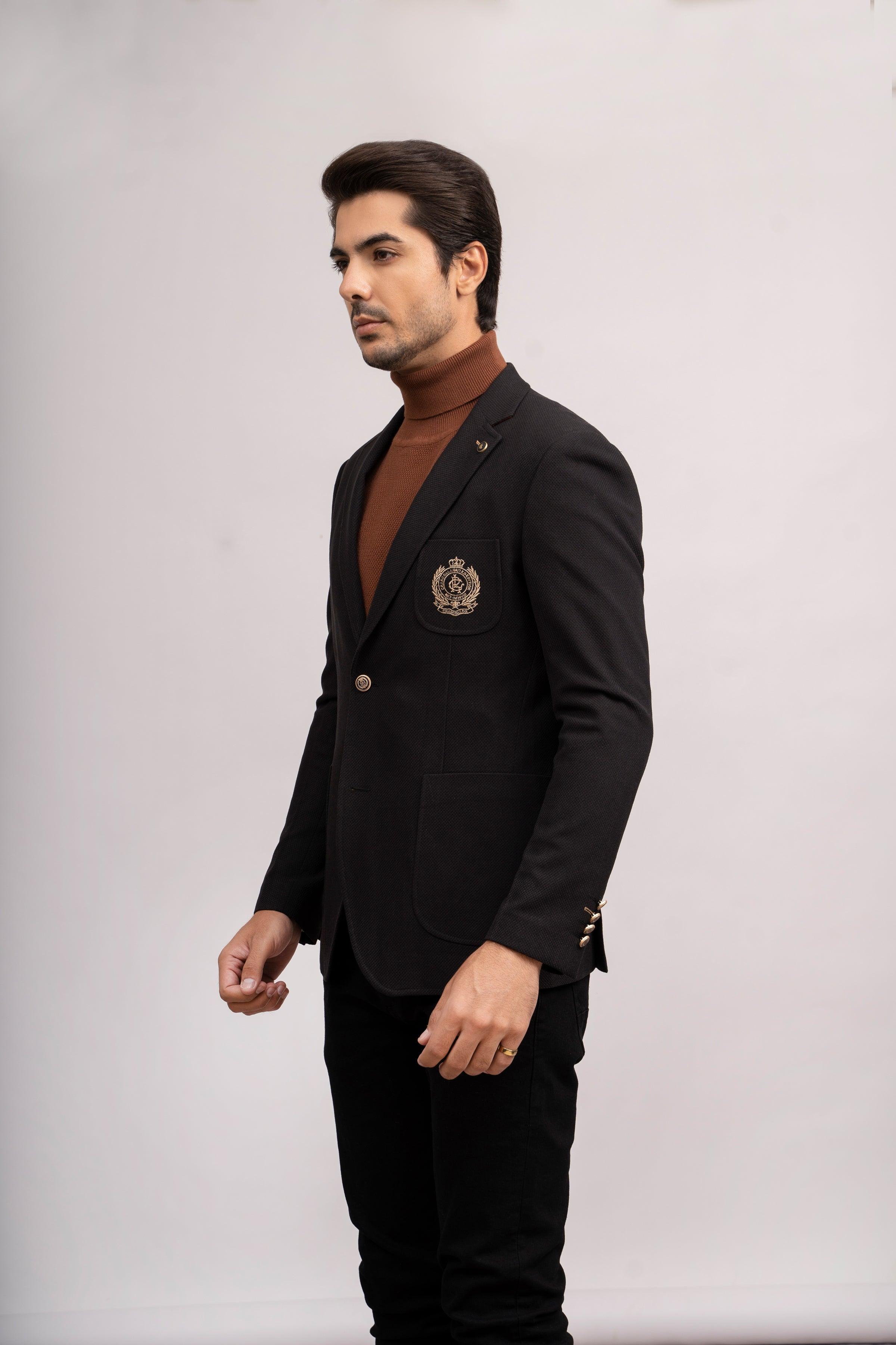 CASUAL COAT SLIM FIT BLACK at Charcoal Clothing