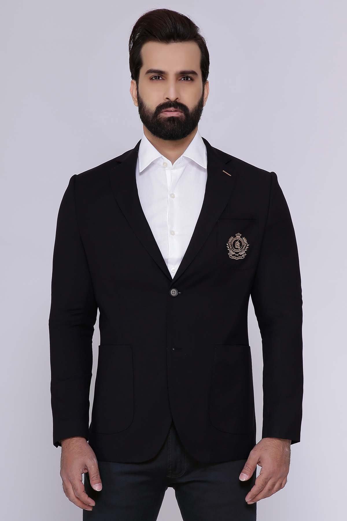 CASUAL COAT SLIM FIT BLACK at Charcoal Clothing