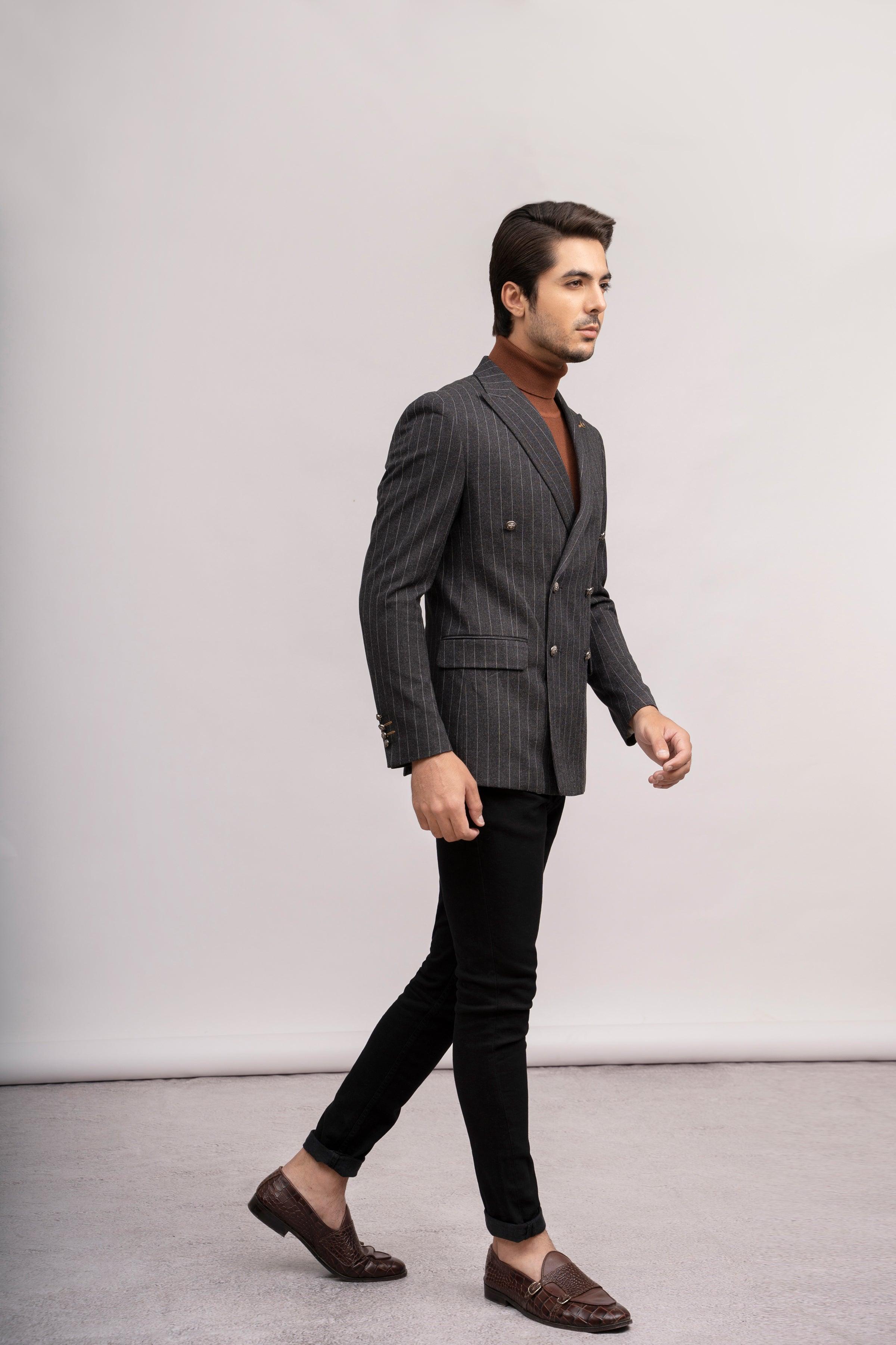 CASUAL COAT SLIM FIT BLACK at Charcoal Clothing