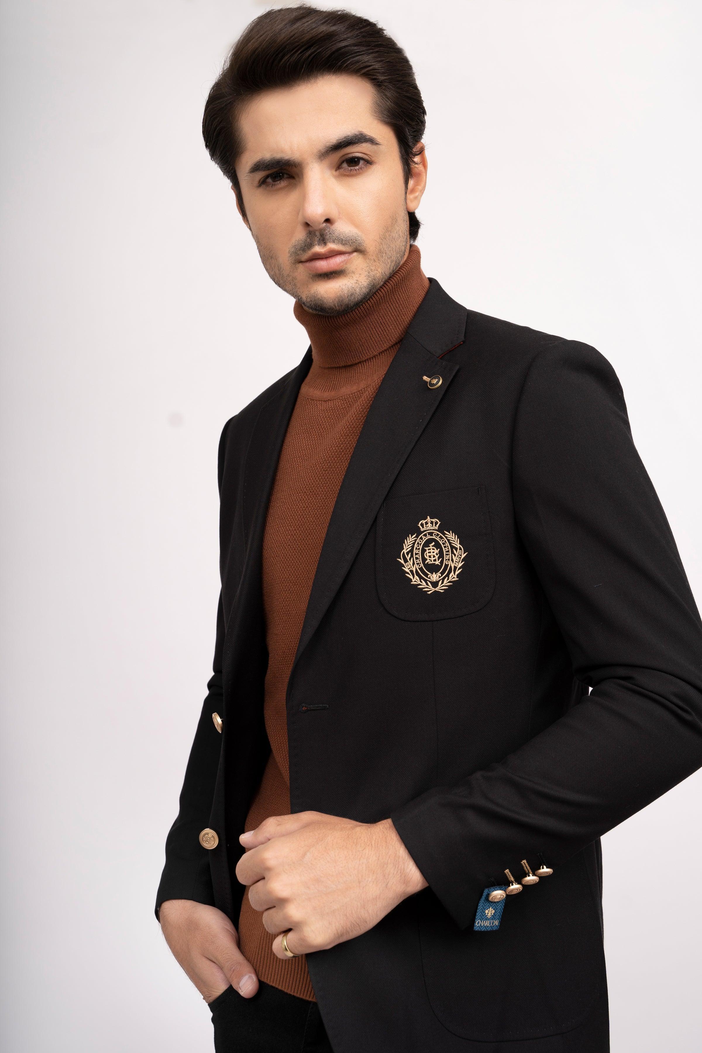 CASUAL COAT SLIM FIT BLACK at Charcoal Clothing
