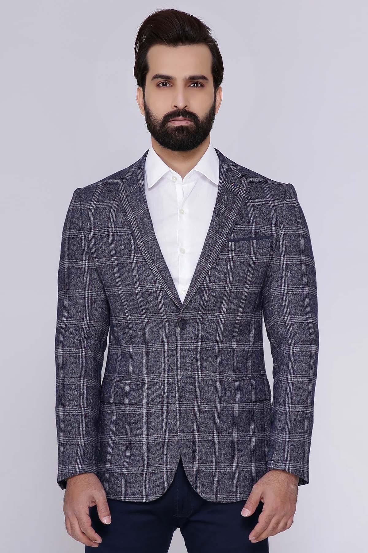 CASUAL COAT SLIM FIT BLUE GREY at Charcoal Clothing