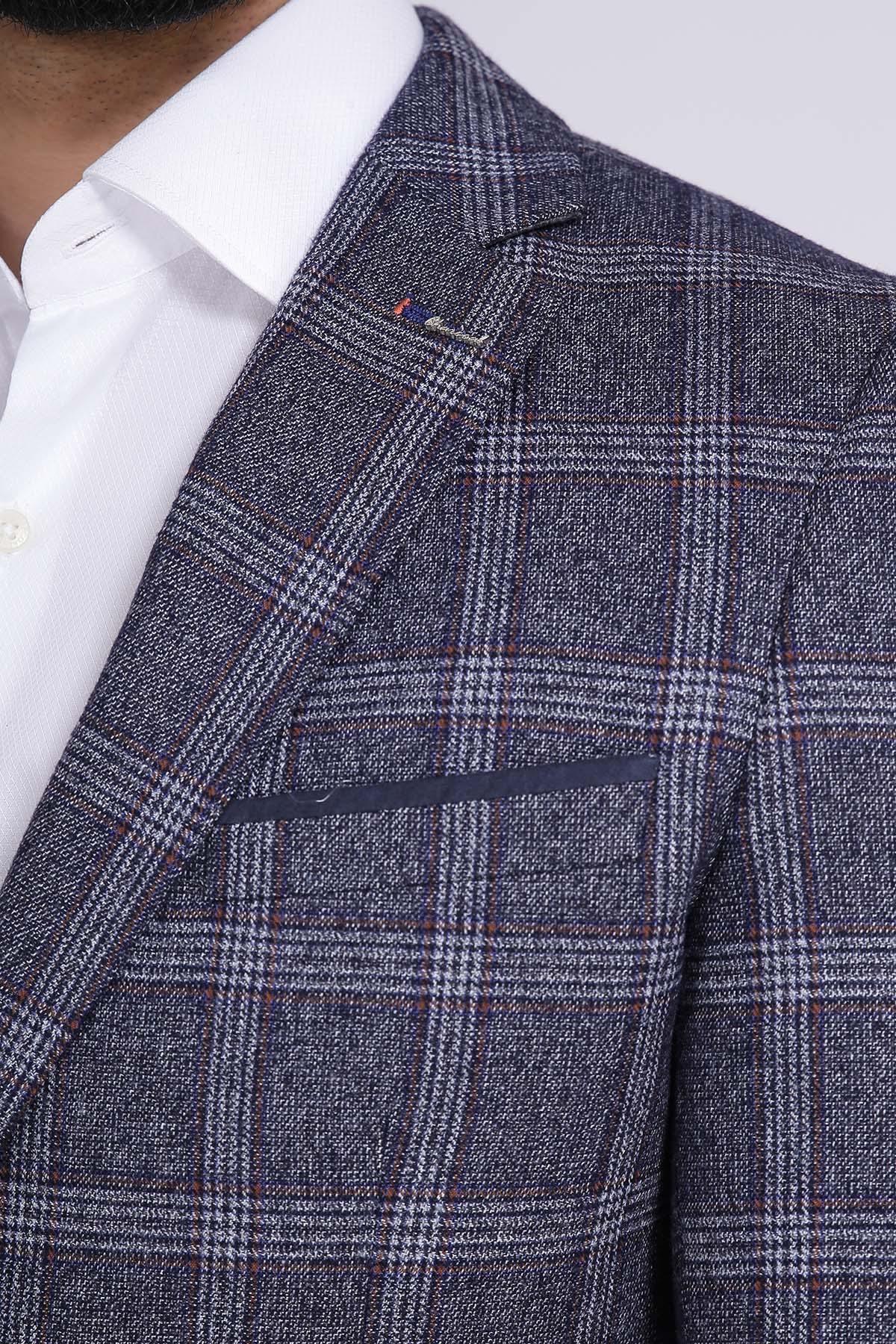 CASUAL COAT SLIM FIT BLUE GREY at Charcoal Clothing