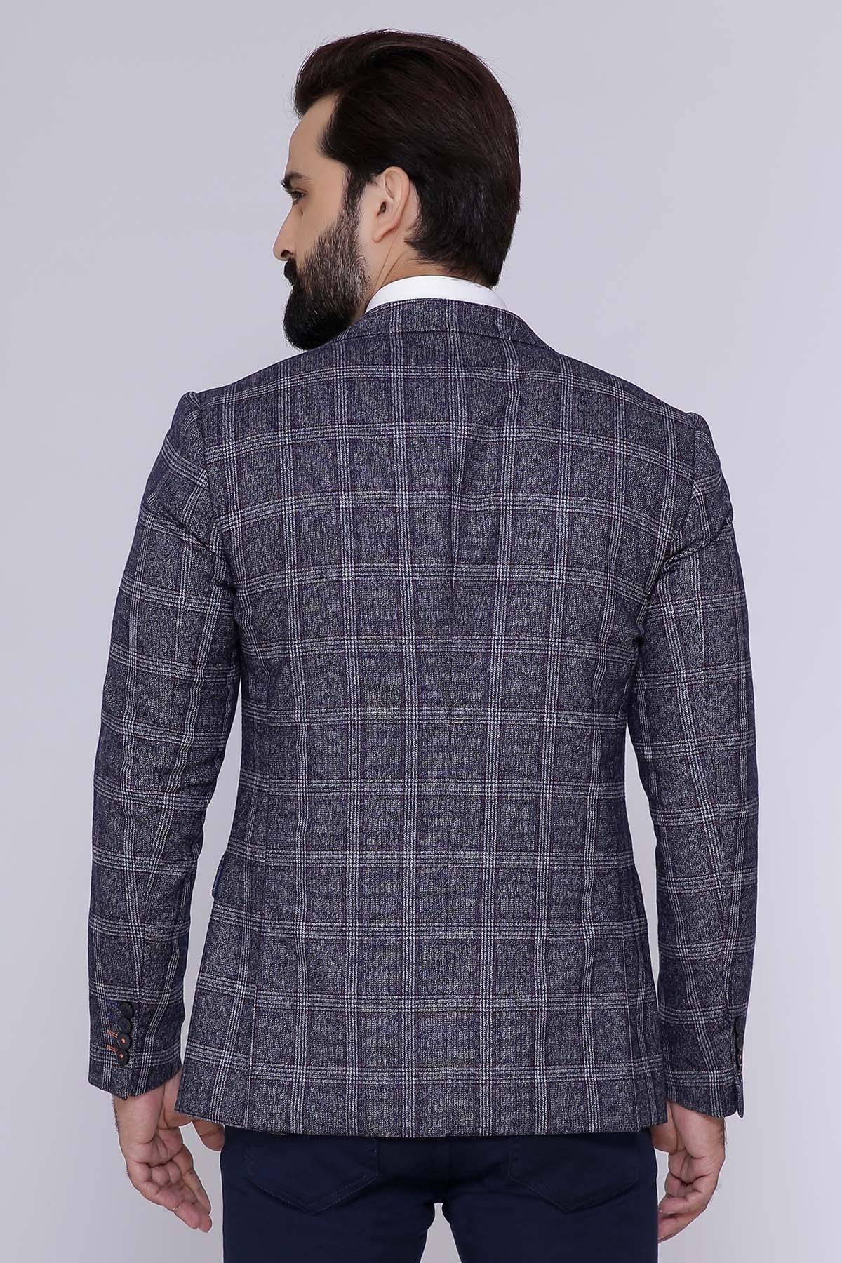 CASUAL COAT SLIM FIT BLUE GREY at Charcoal Clothing