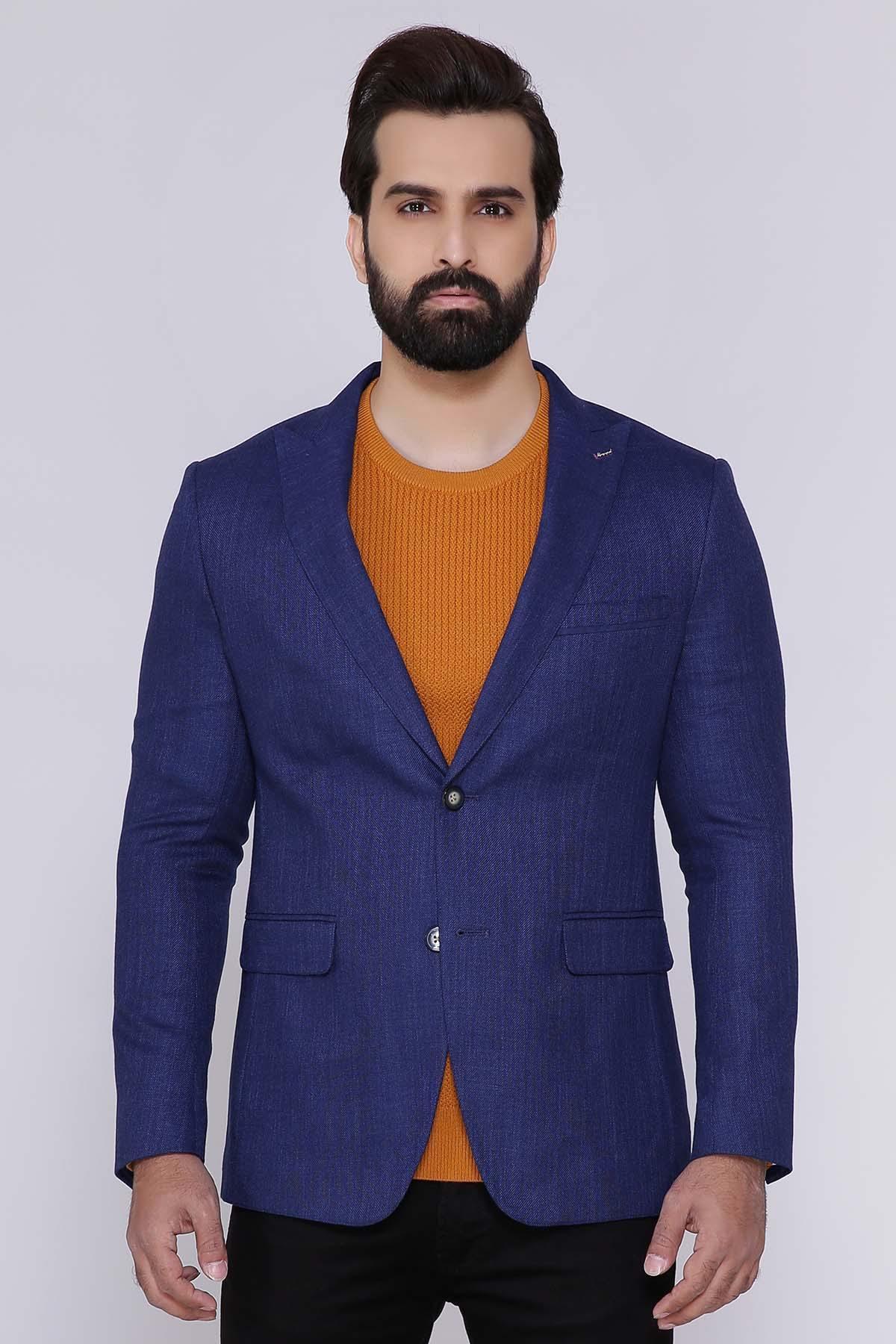 CASUAL COAT SLIM FIT BLUE at Charcoal Clothing