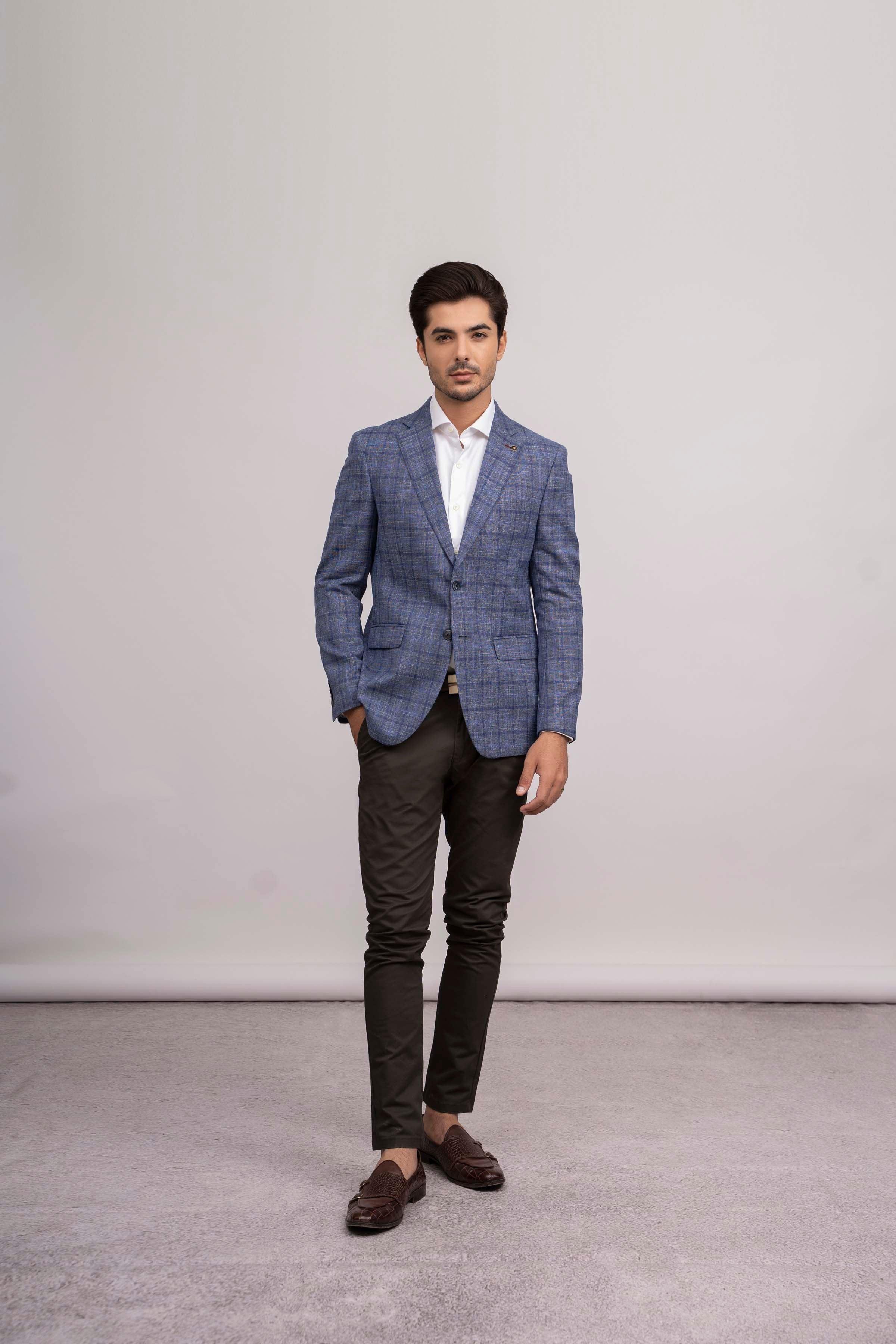 CASUAL COAT SLIM FIT BLUE at Charcoal Clothing