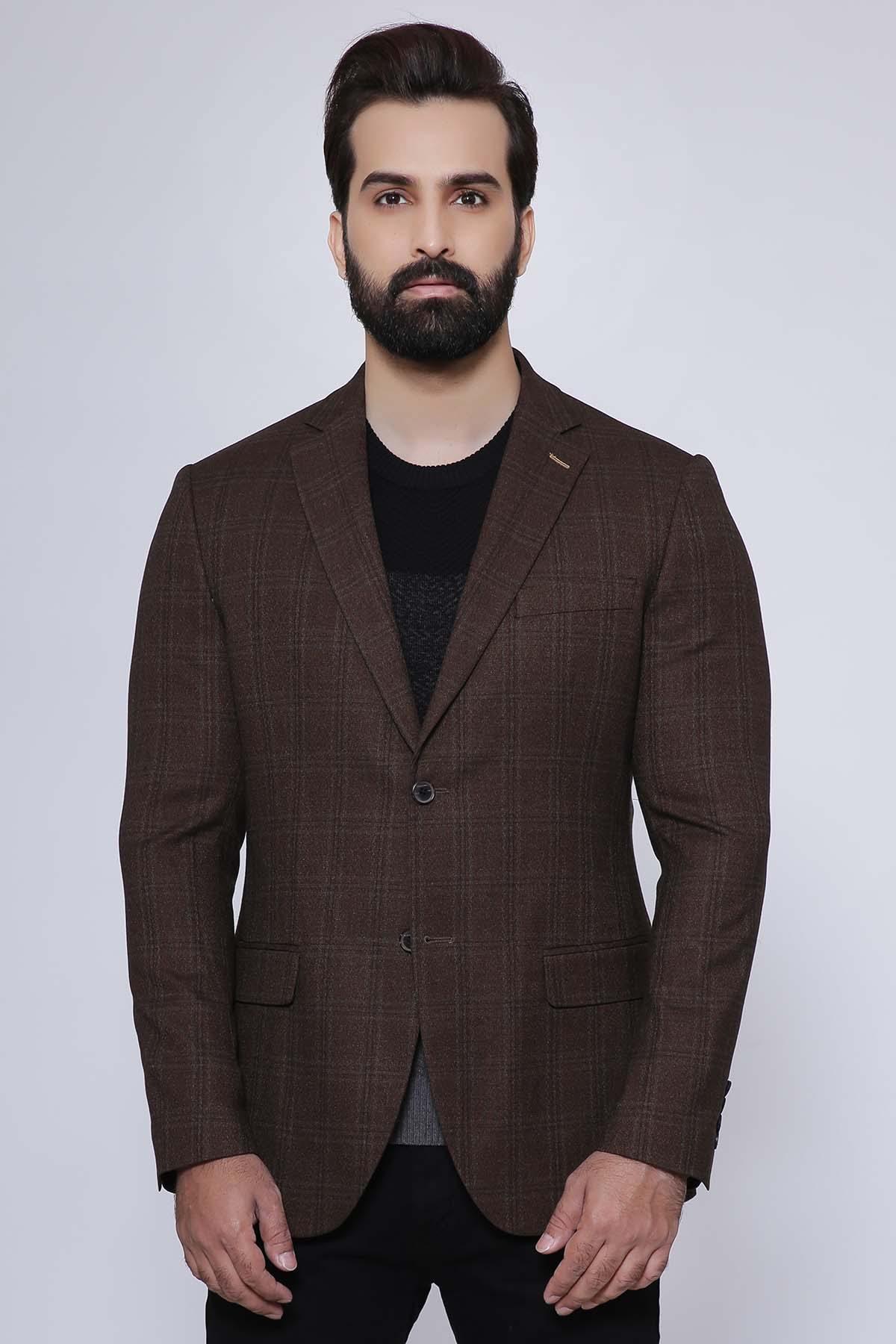 CASUAL COAT SLIM FIT BROWN at Charcoal Clothing
