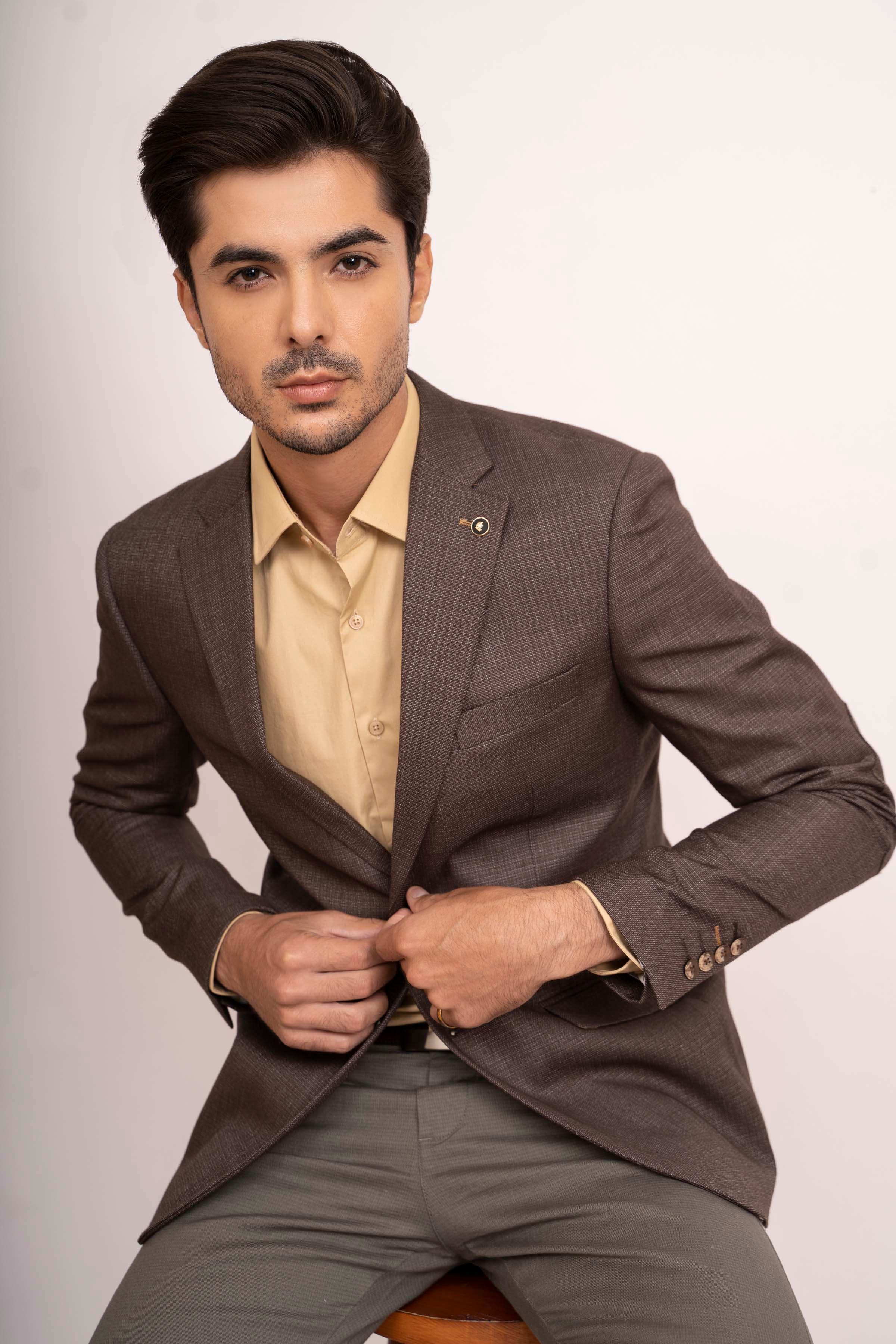 CASUAL COAT SLIM FIT BROWN at Charcoal Clothing