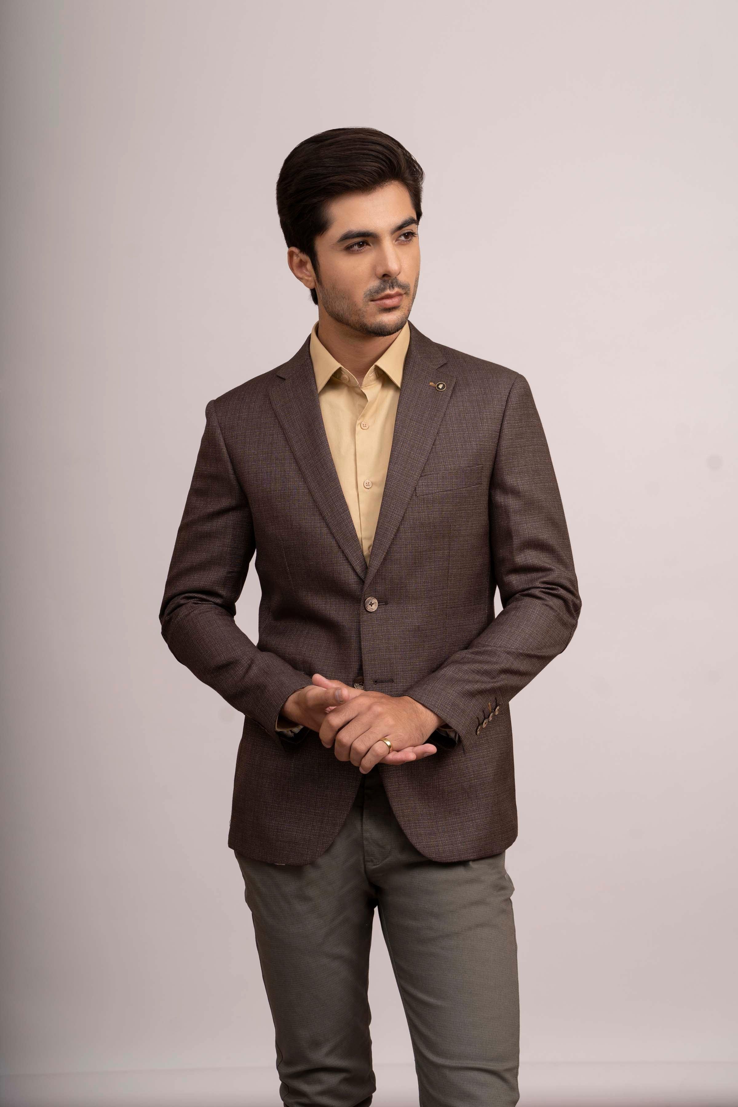 CASUAL COAT SLIM FIT BROWN at Charcoal Clothing