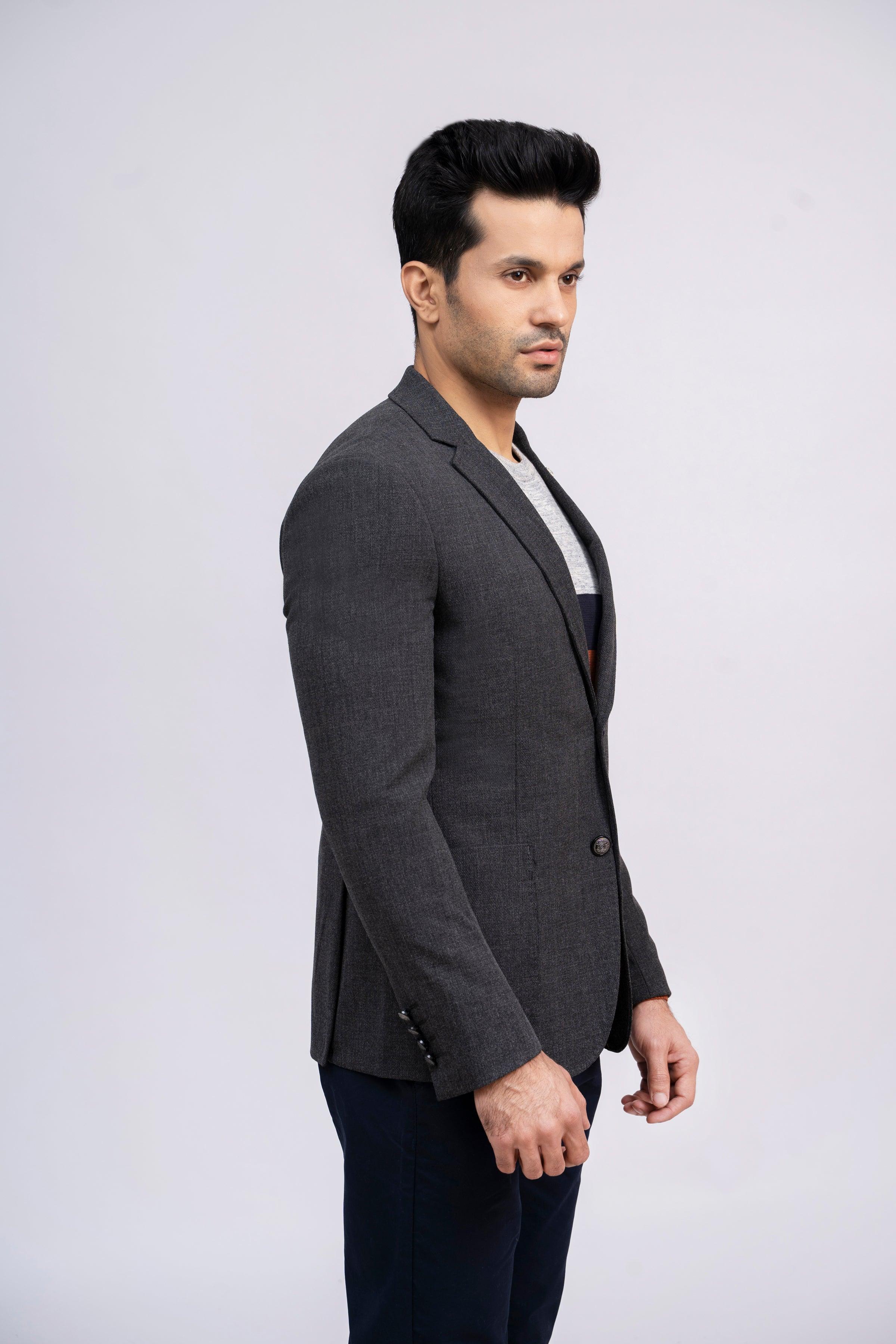 CASUAL COAT SLIM FIT DARK GREY at Charcoal Clothing