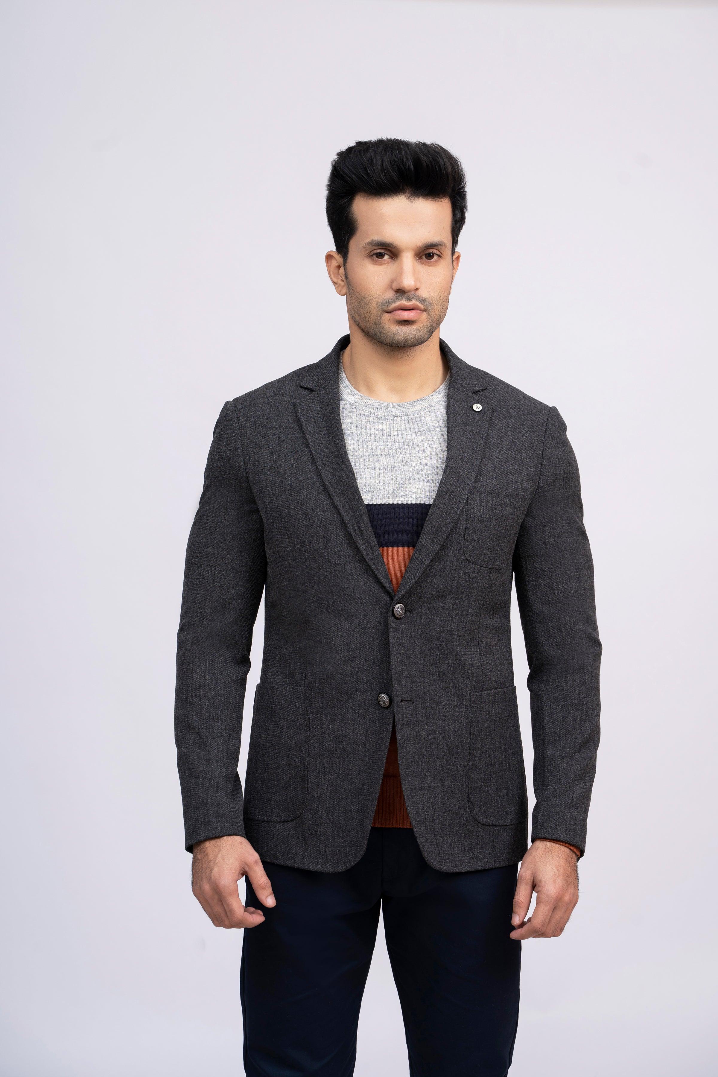 CASUAL COAT SLIM FIT DARK GREY at Charcoal Clothing