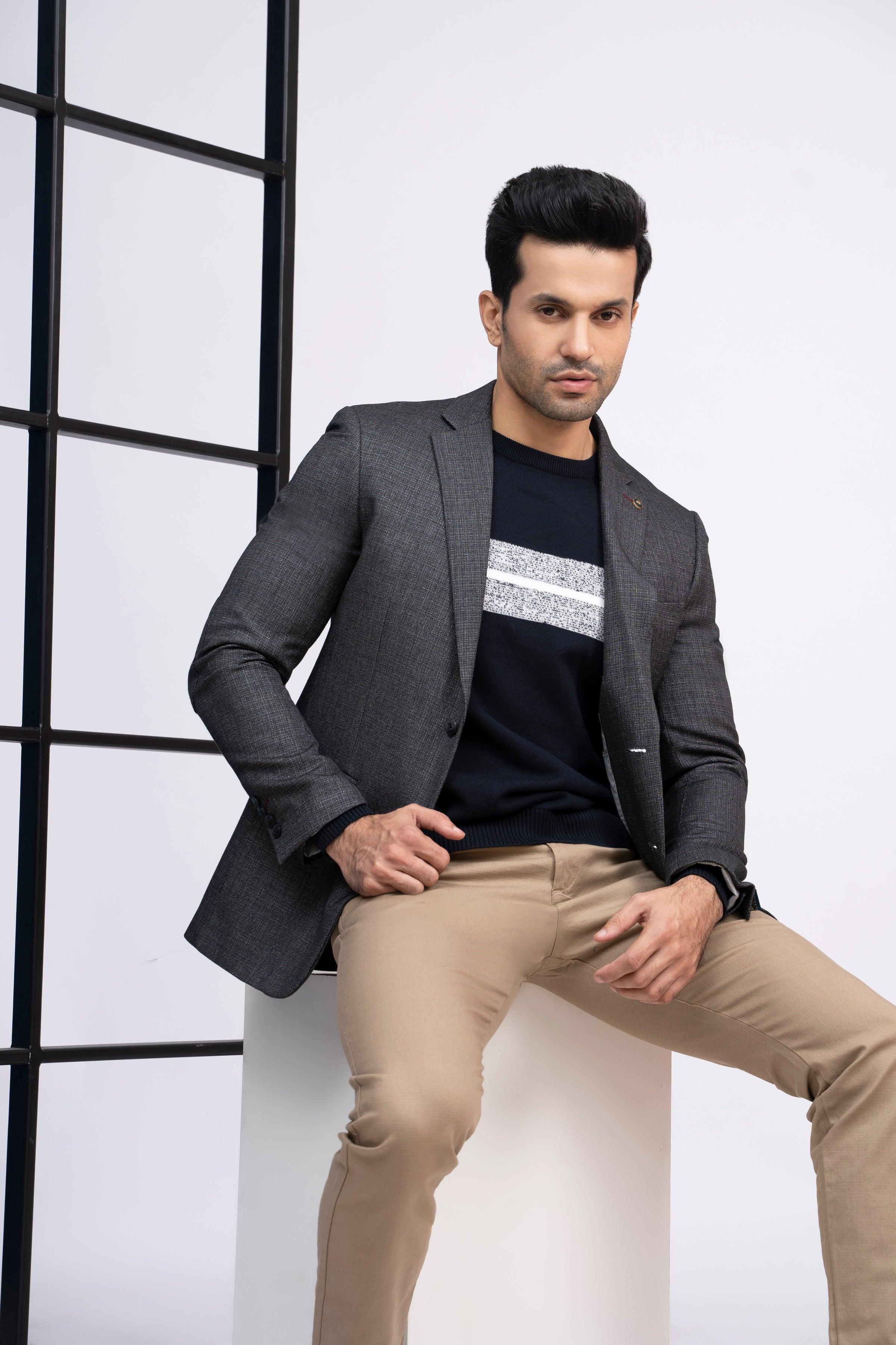 CASUAL COAT SLIM FIT DARK GREY at Charcoal Clothing