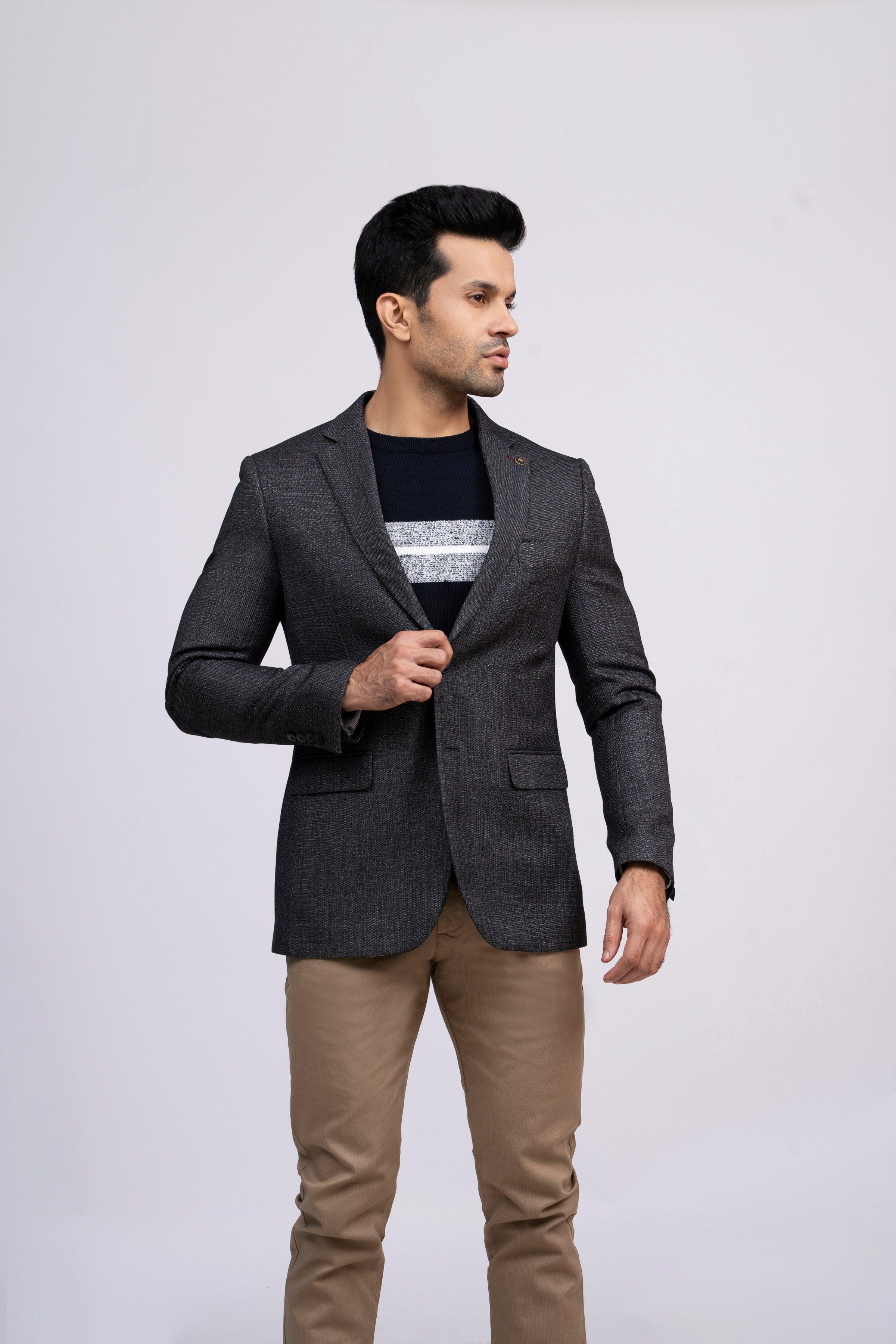 CASUAL COAT SLIM FIT DARK GREY at Charcoal Clothing