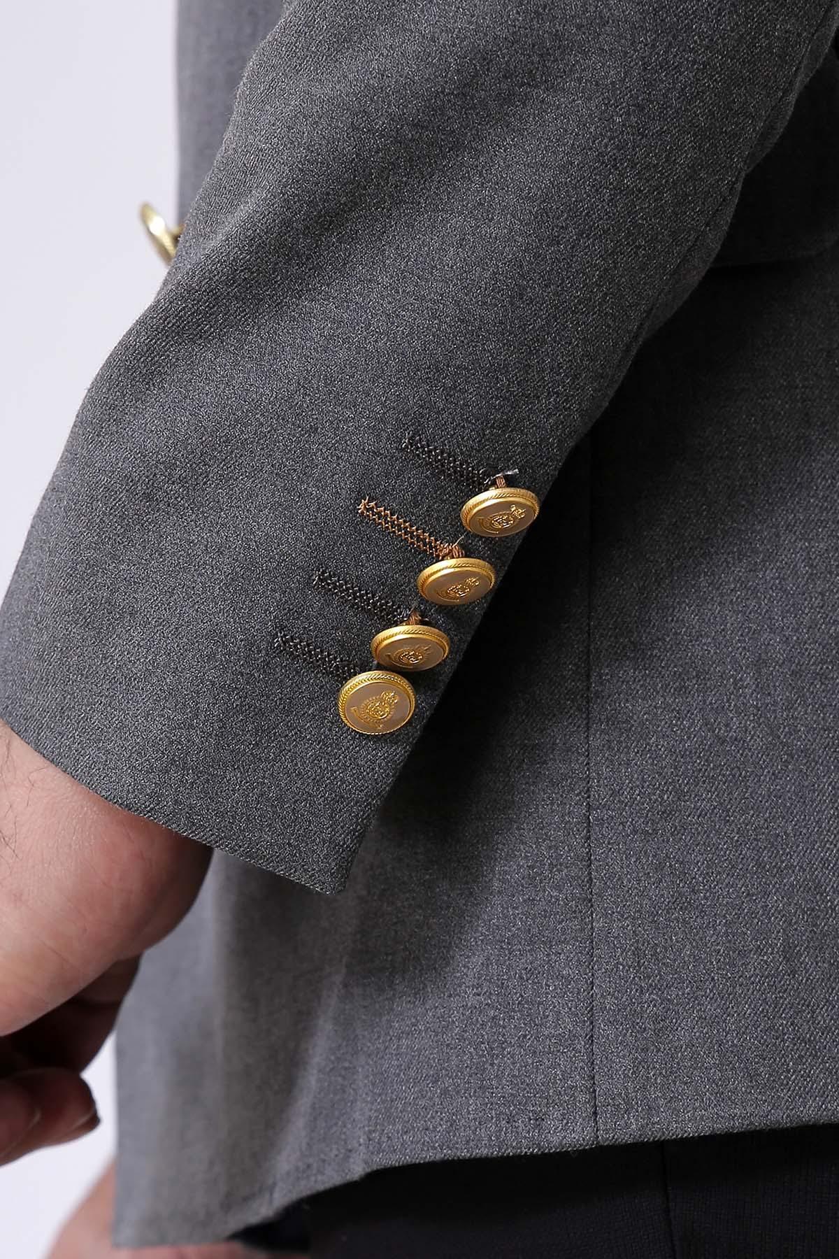 CASUAL COAT SLIM FIT DOUBLE BREASTED GREY at Charcoal Clothing