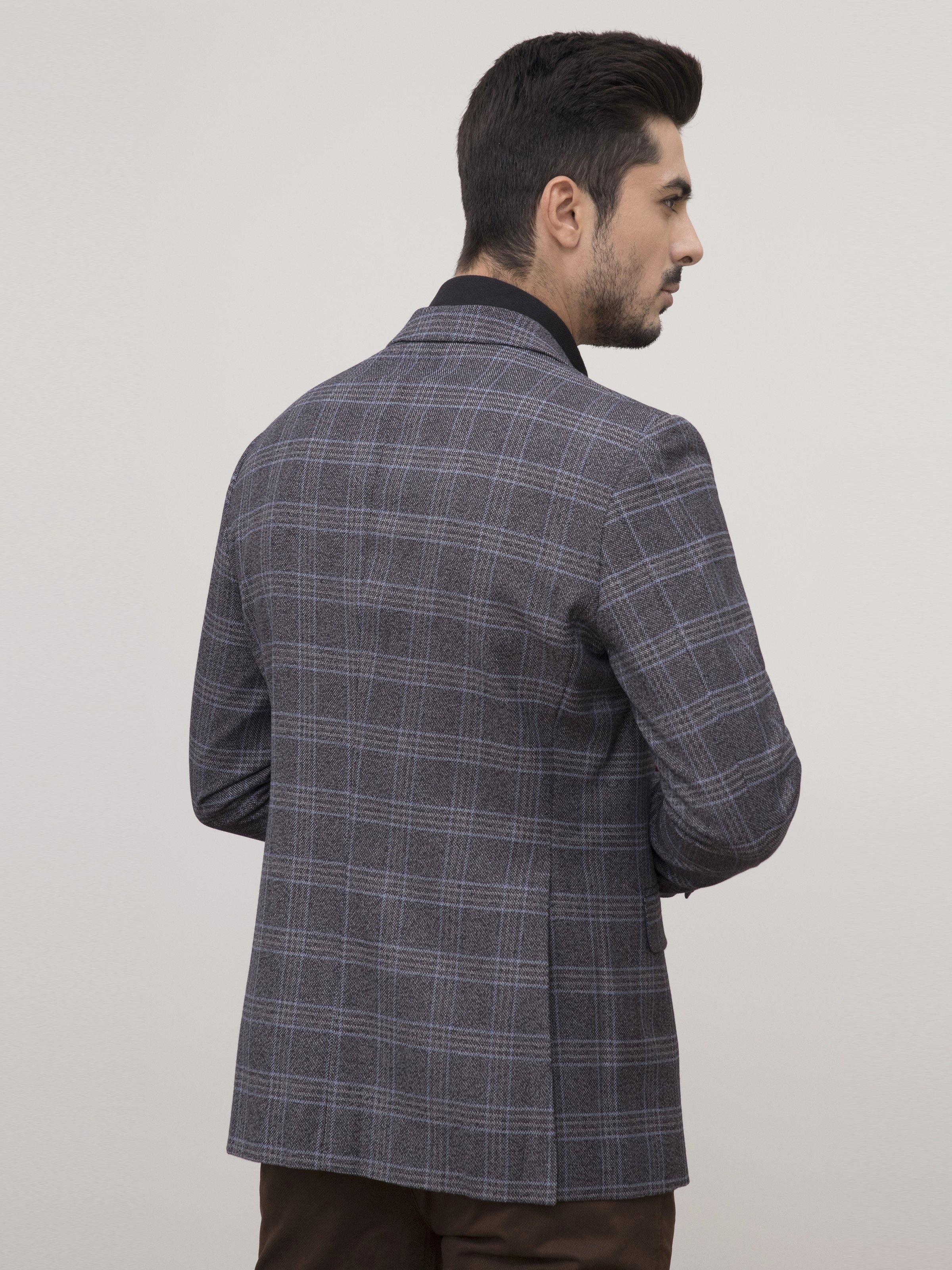 CASUAL COAT SLIM FIT GREY BLACK at Charcoal Clothing