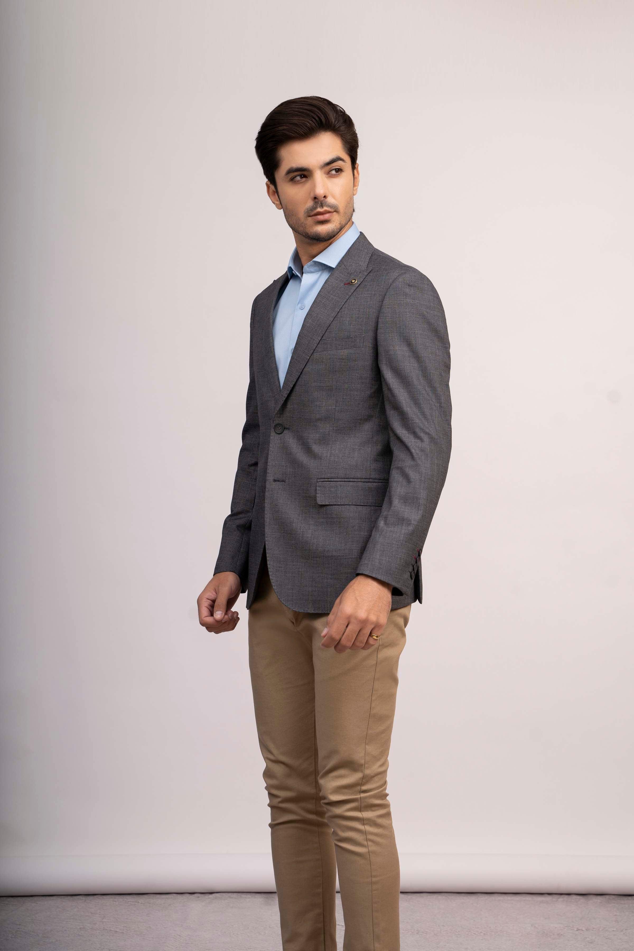 CASUAL COAT SLIM FIT GREY at Charcoal Clothing