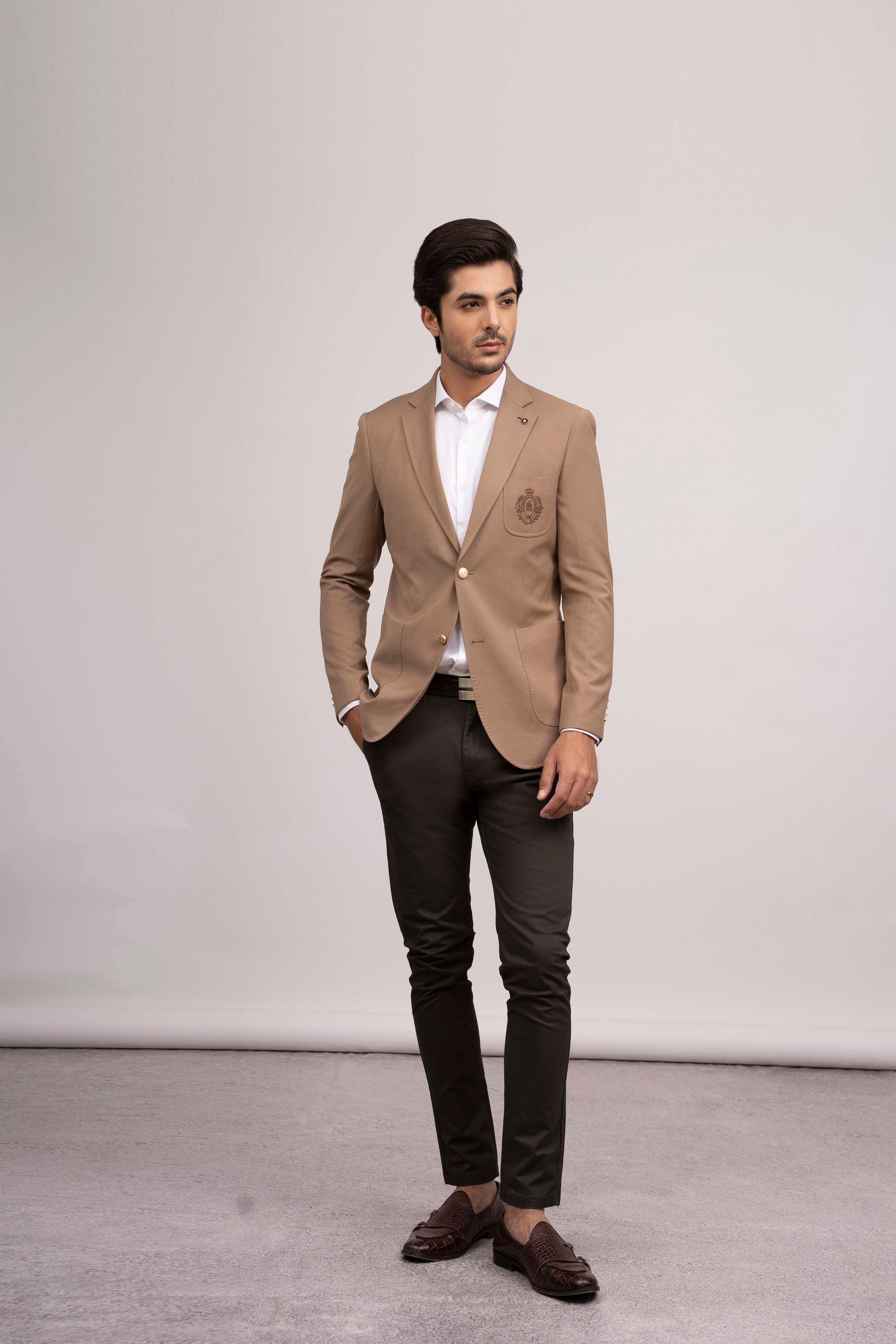 CASUAL COAT SLIM FIT LIGHT KHAKI at Charcoal Clothing