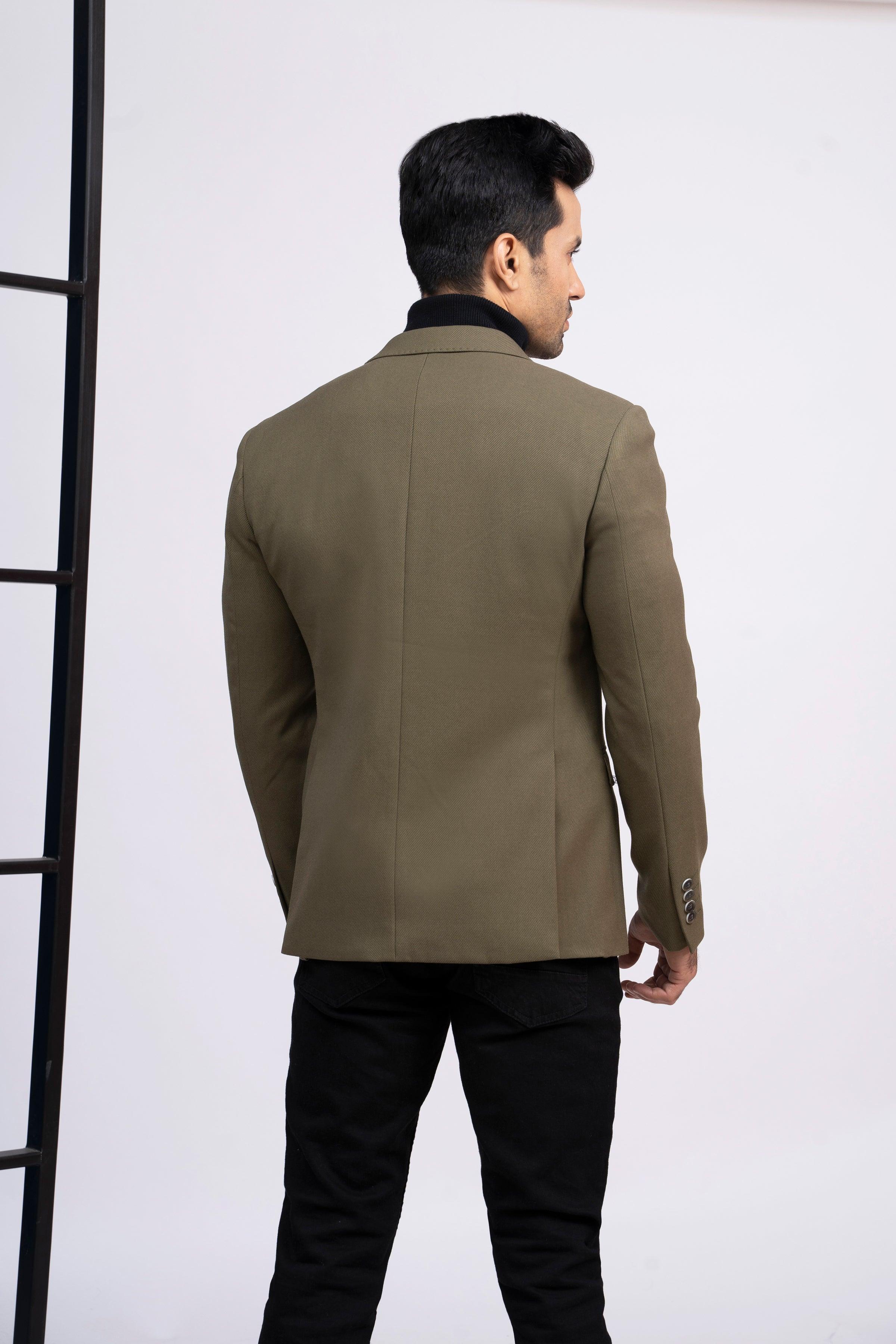 CASUAL COAT SLIM FIT LIGHT OLIVE at Charcoal Clothing