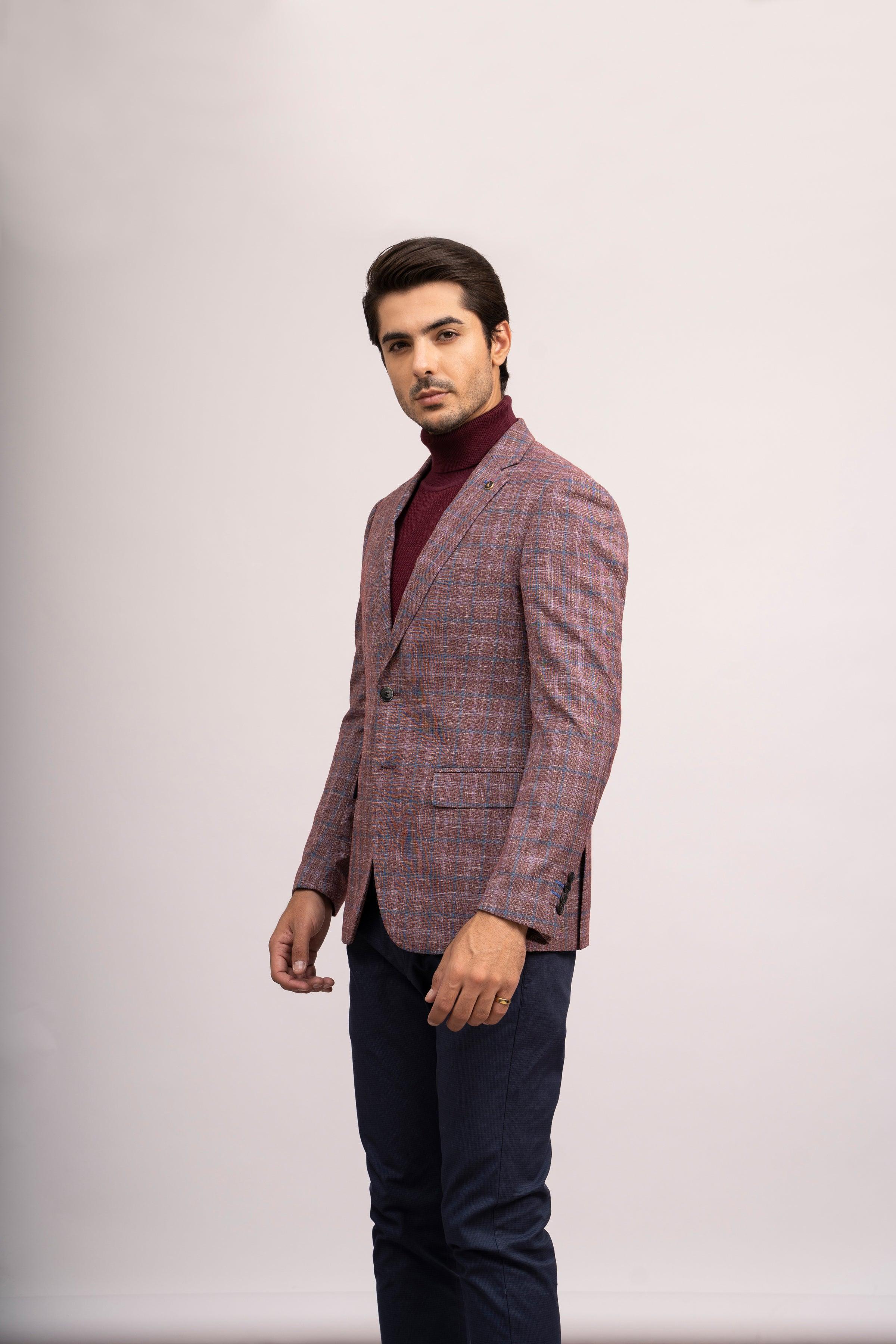 CASUAL COAT SLIM FIT MAROON at Charcoal Clothing