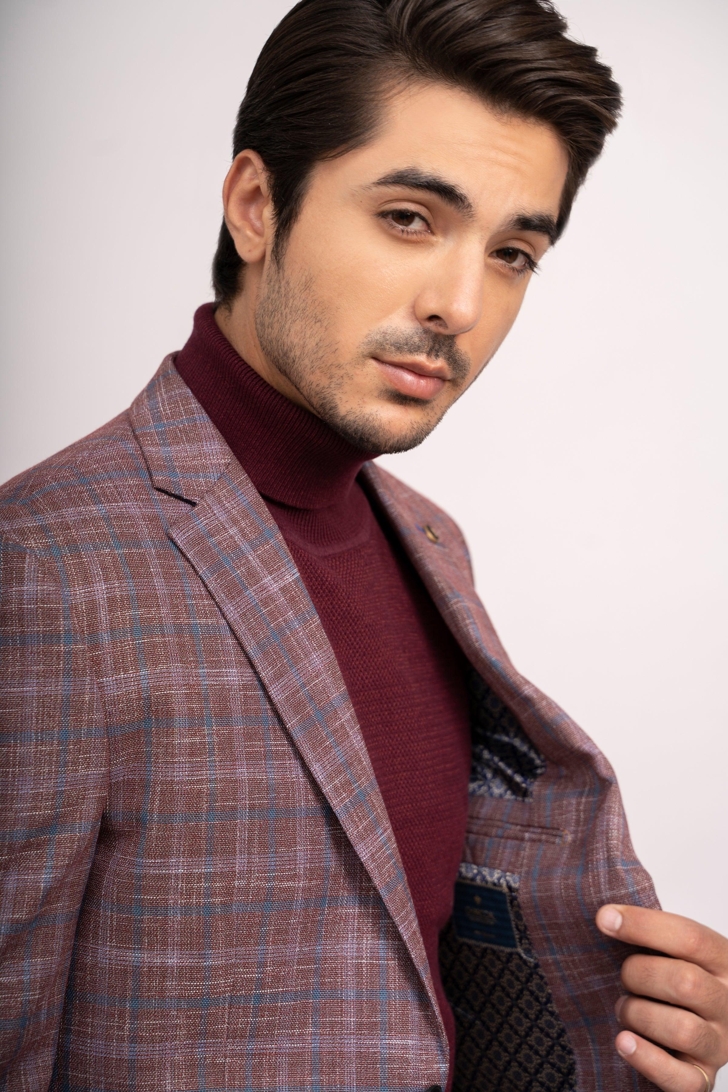 CASUAL COAT SLIM FIT MAROON at Charcoal Clothing