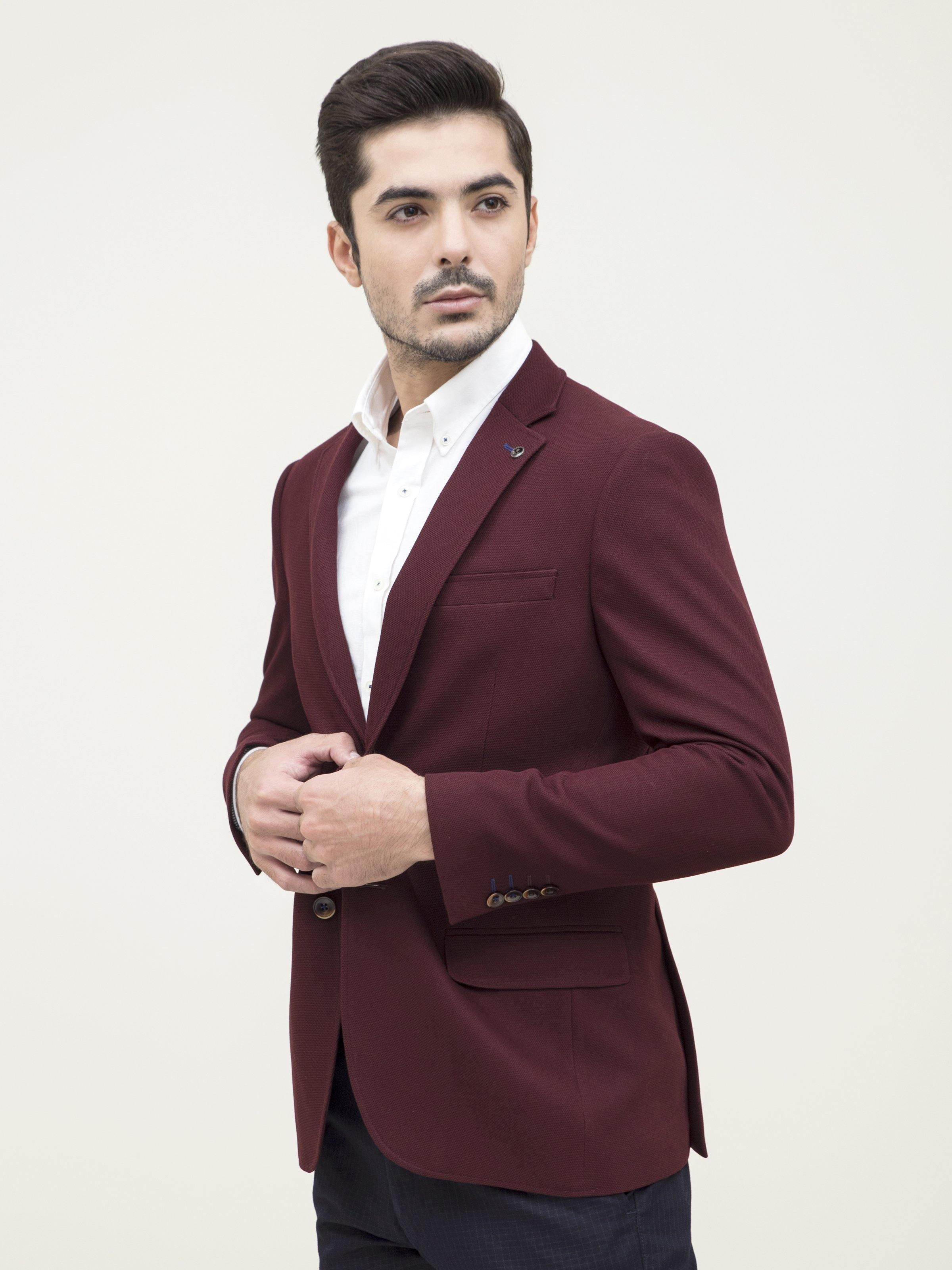 CASUAL COAT SLIM FIT MAROON at Charcoal Clothing