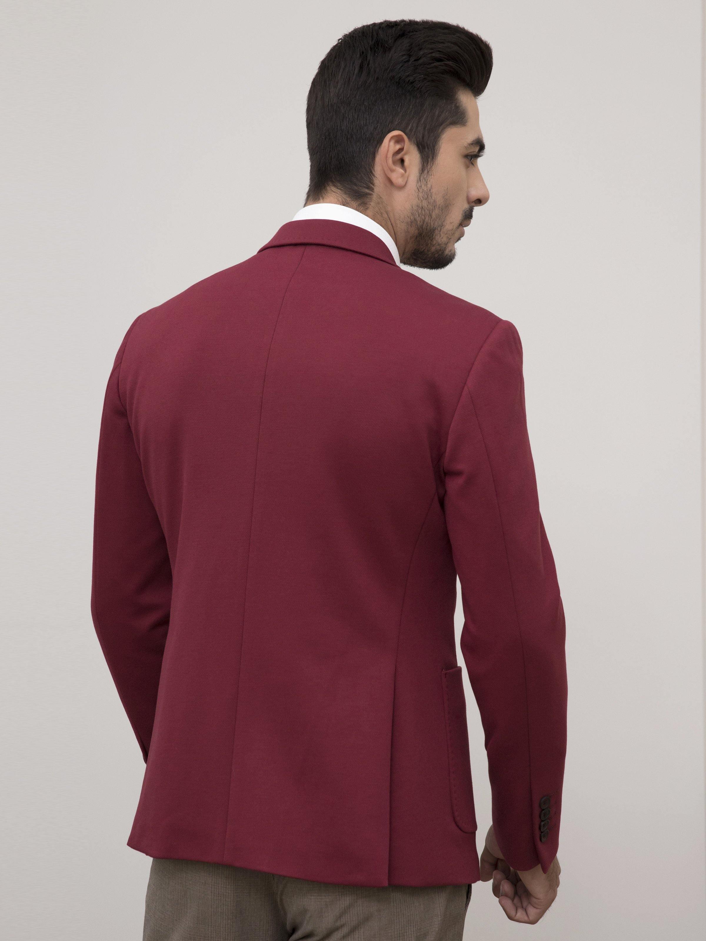 CASUAL COAT SLIM FIT MAROON at Charcoal Clothing
