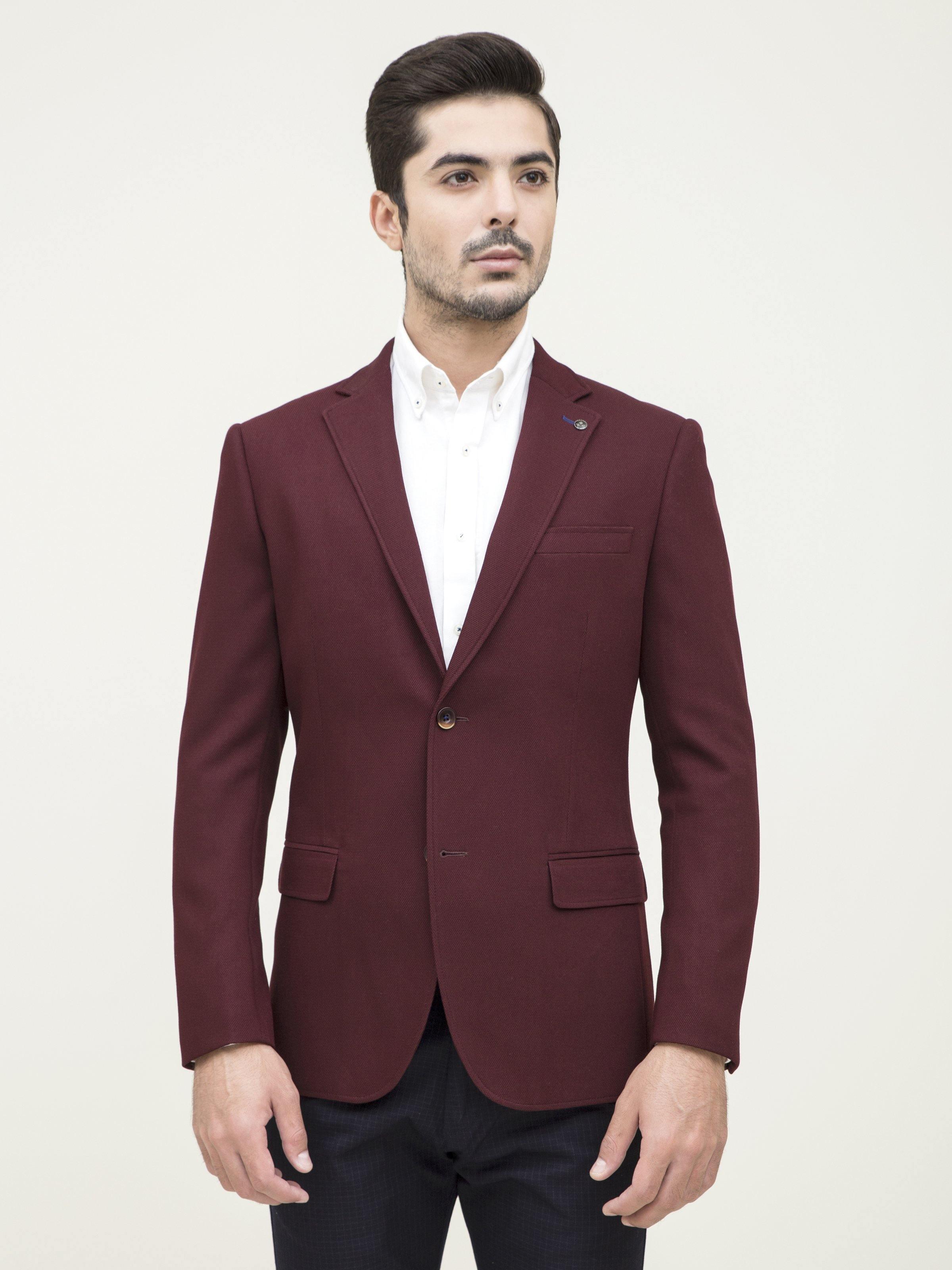 CASUAL COAT SLIM FIT MAROON at Charcoal Clothing