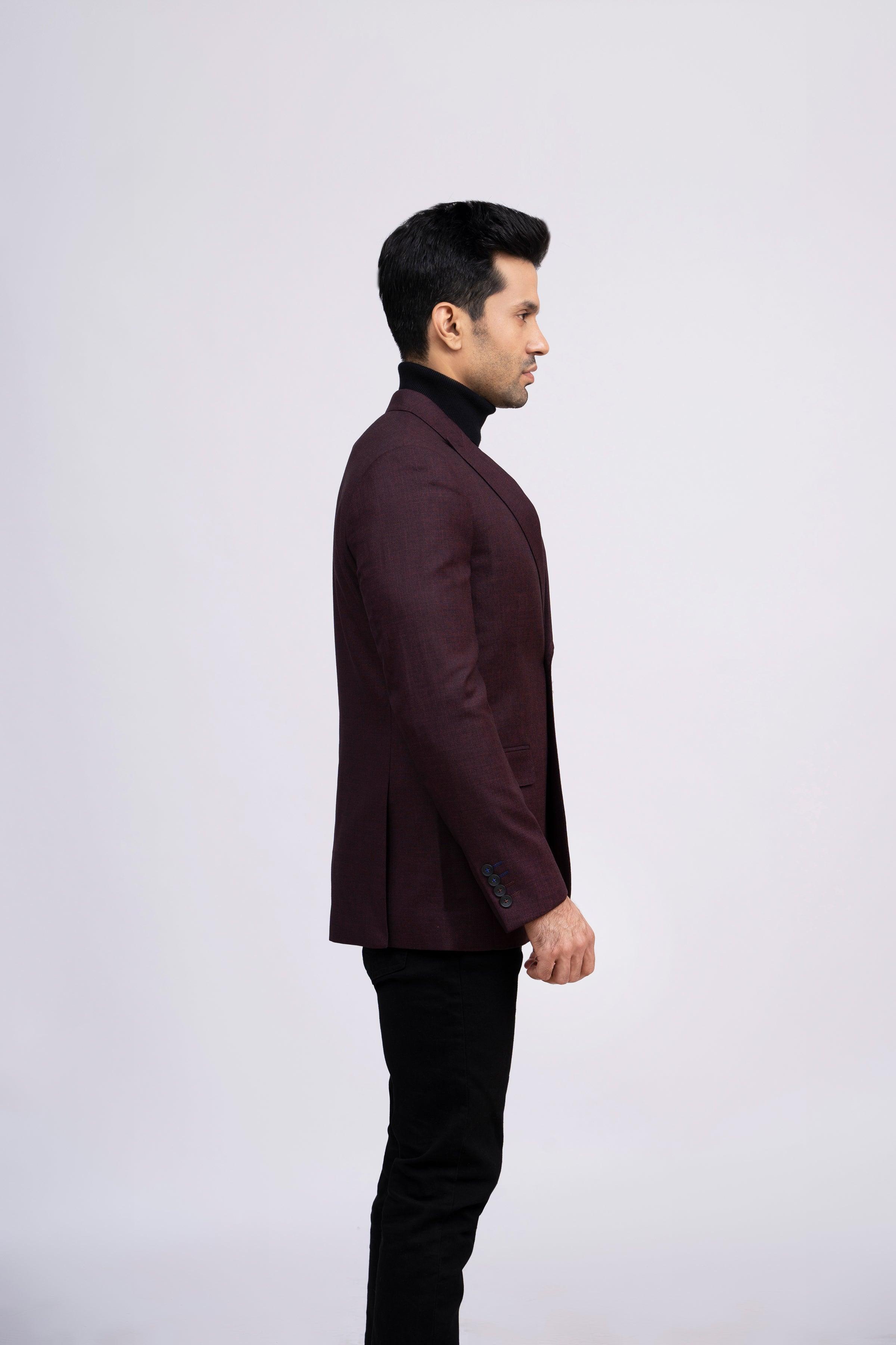 CASUAL COAT SLIM FIT MAROON at Charcoal Clothing