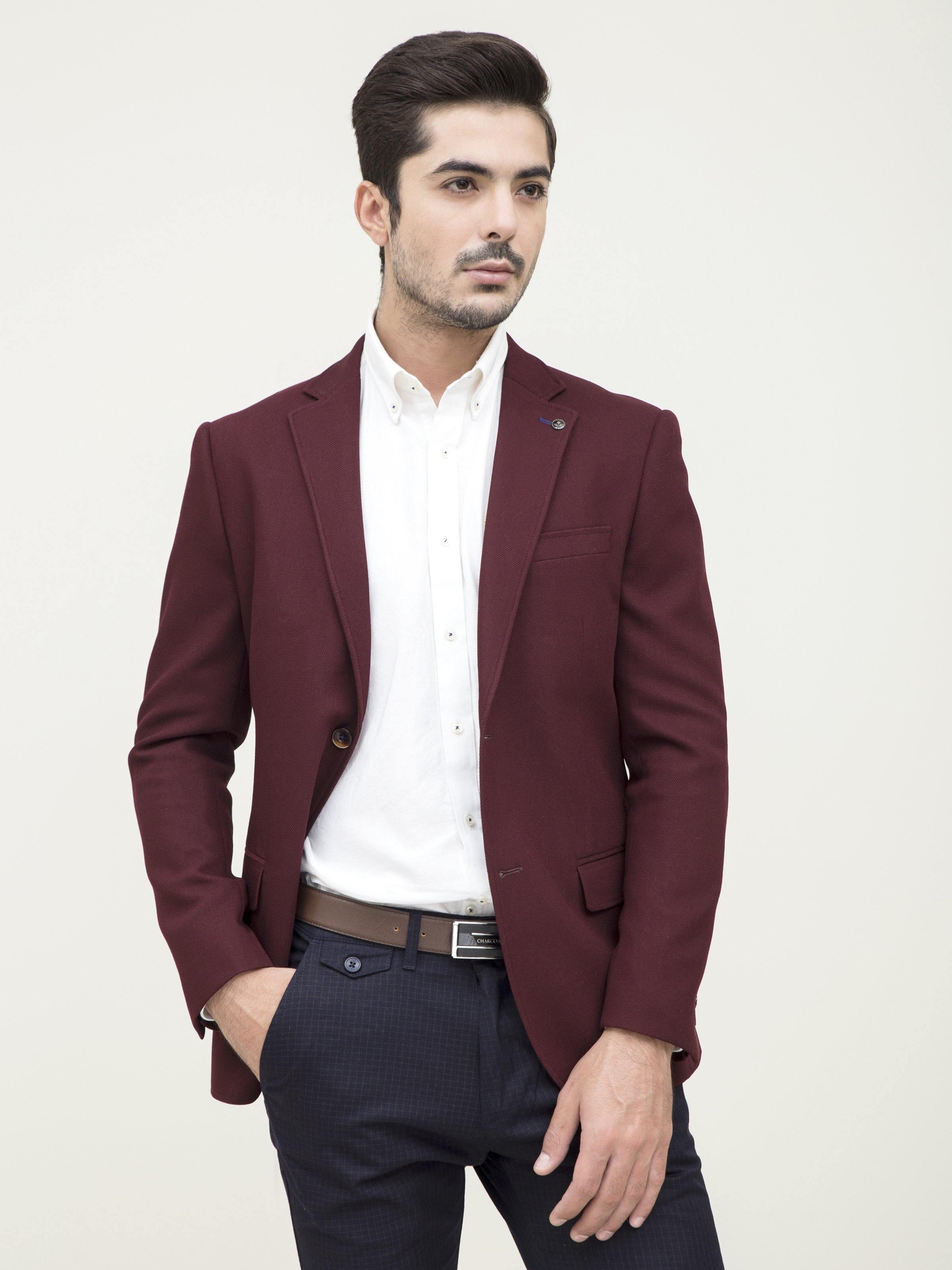 CASUAL COAT SLIM FIT MAROON at Charcoal Clothing
