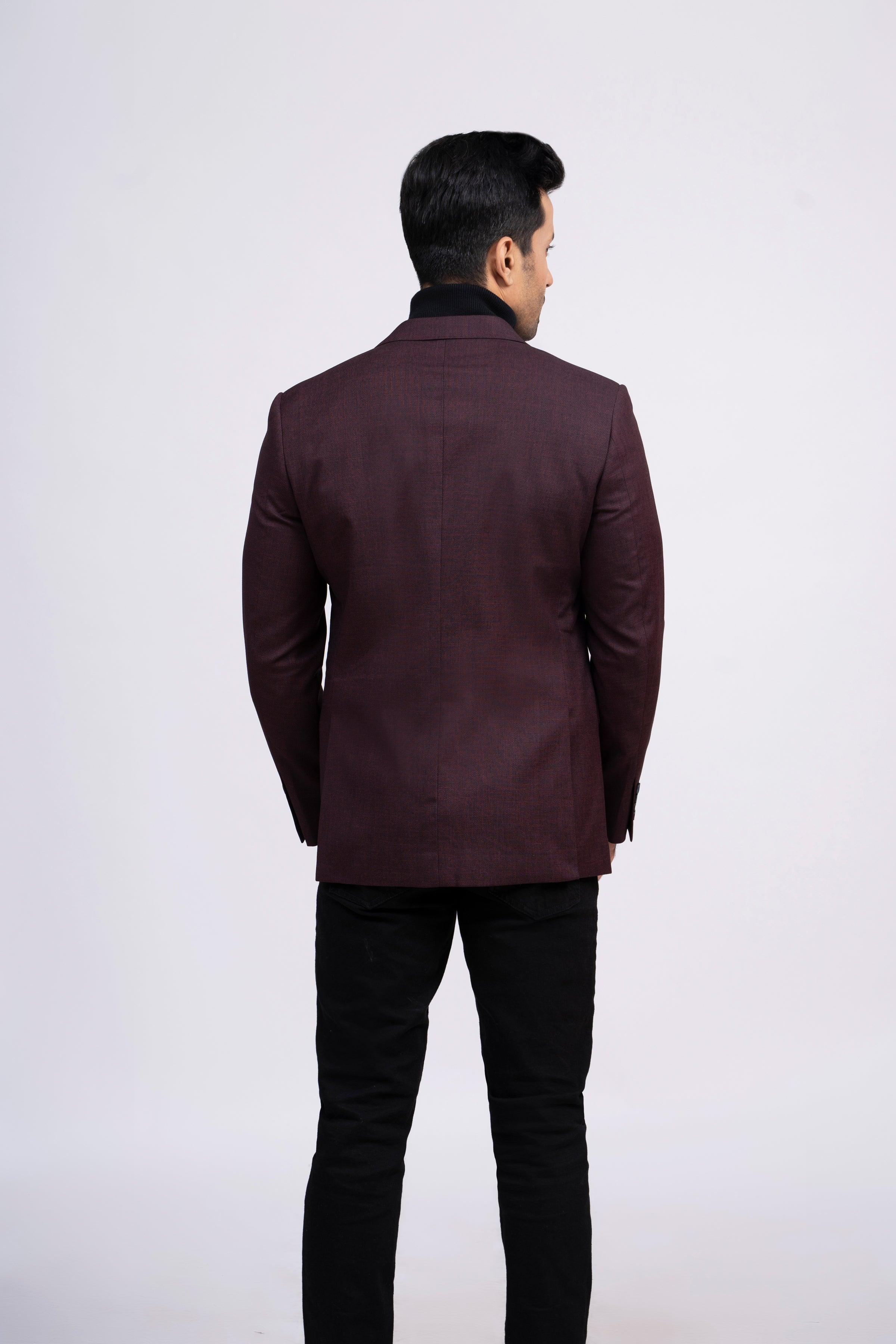 CASUAL COAT SLIM FIT MAROON at Charcoal Clothing