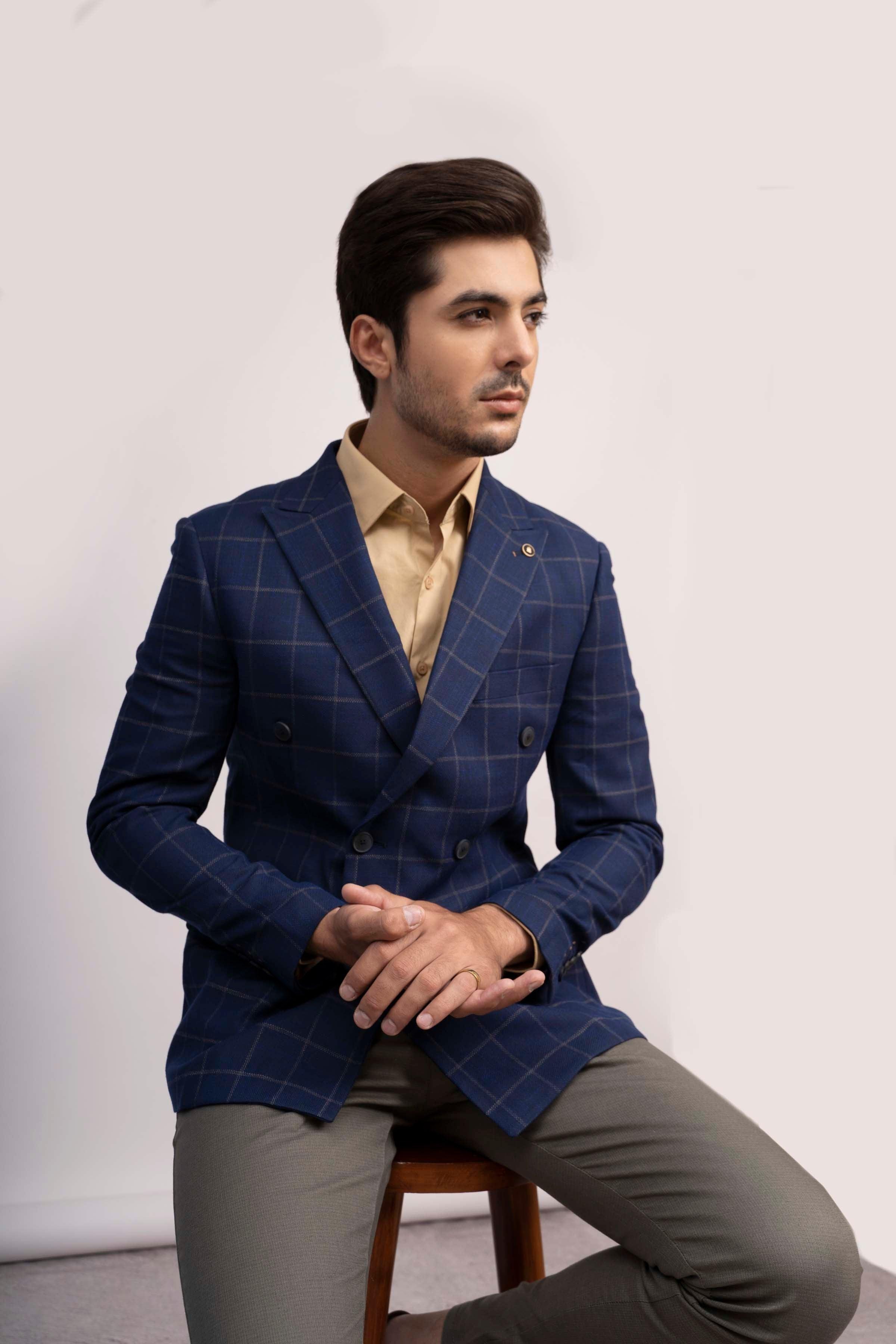 CASUAL COAT SLIM FIT NAVY BLUE at Charcoal Clothing