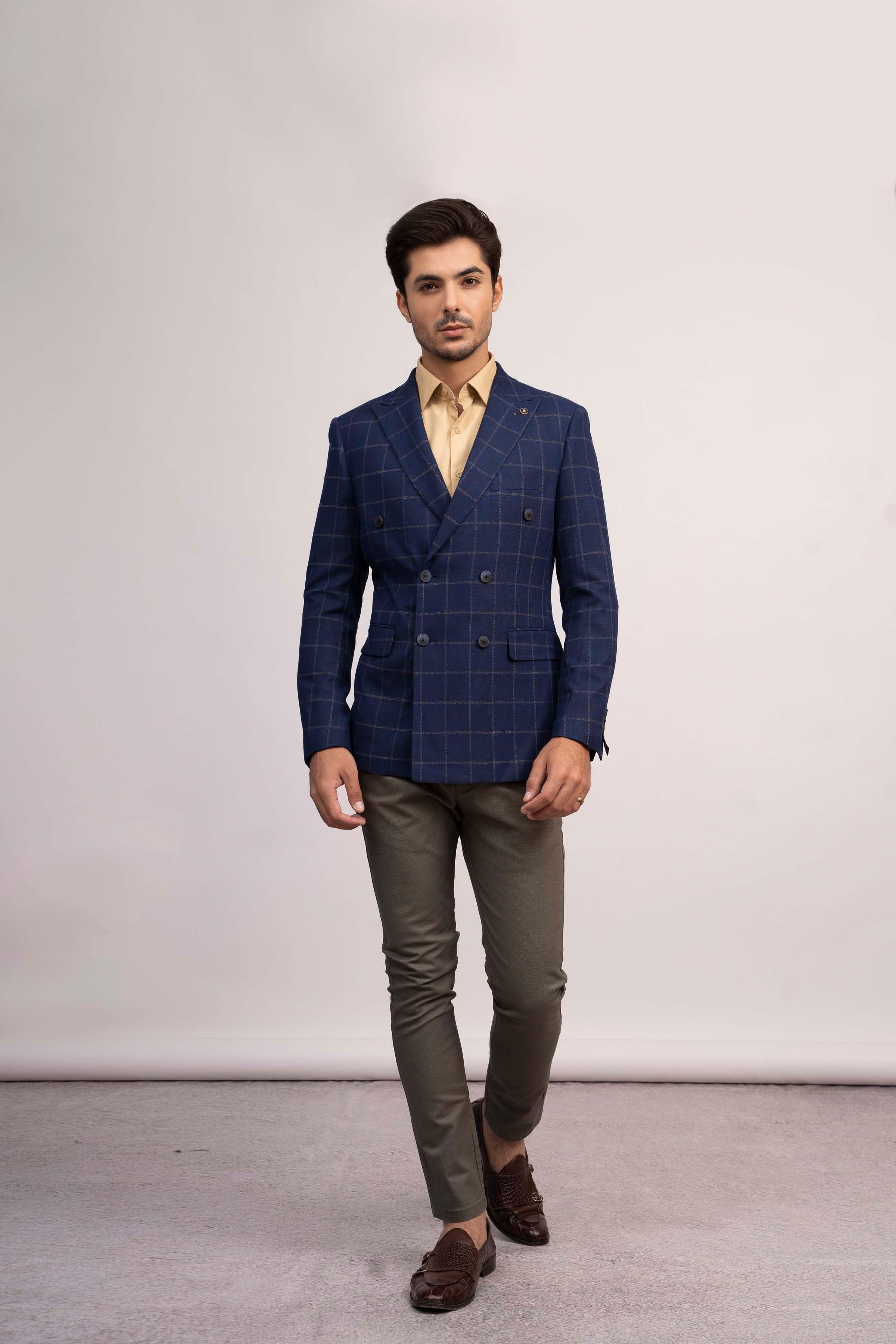 CASUAL COAT SLIM FIT NAVY BLUE at Charcoal Clothing