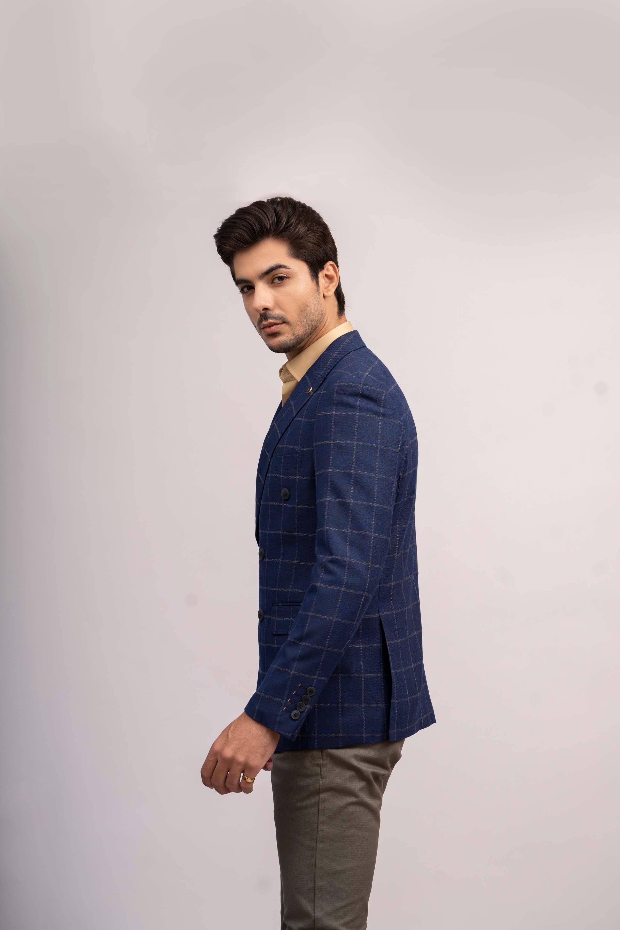 CASUAL COAT SLIM FIT NAVY BLUE at Charcoal Clothing