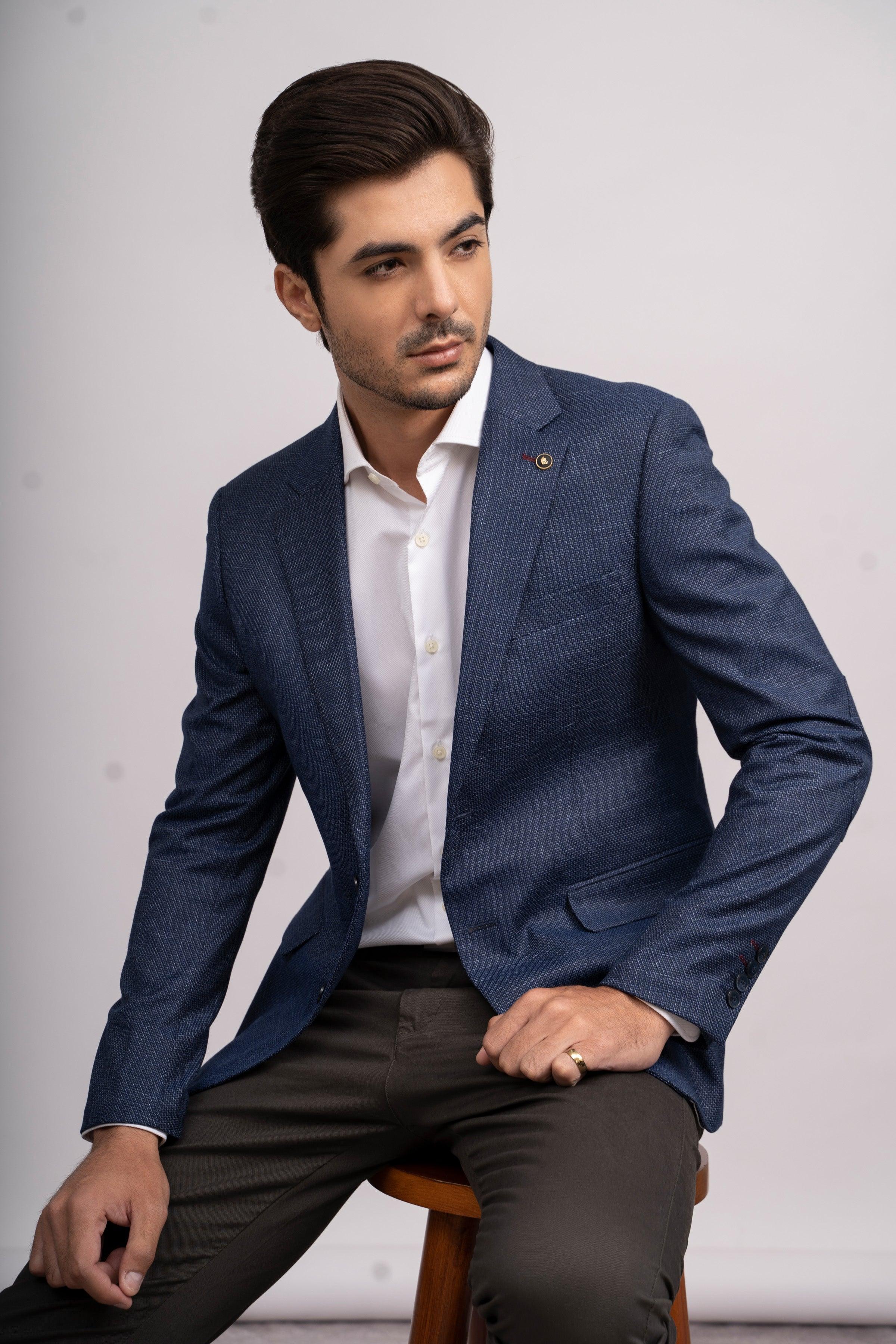 CASUAL COAT SLIM FIT NAVY BLUE at Charcoal Clothing