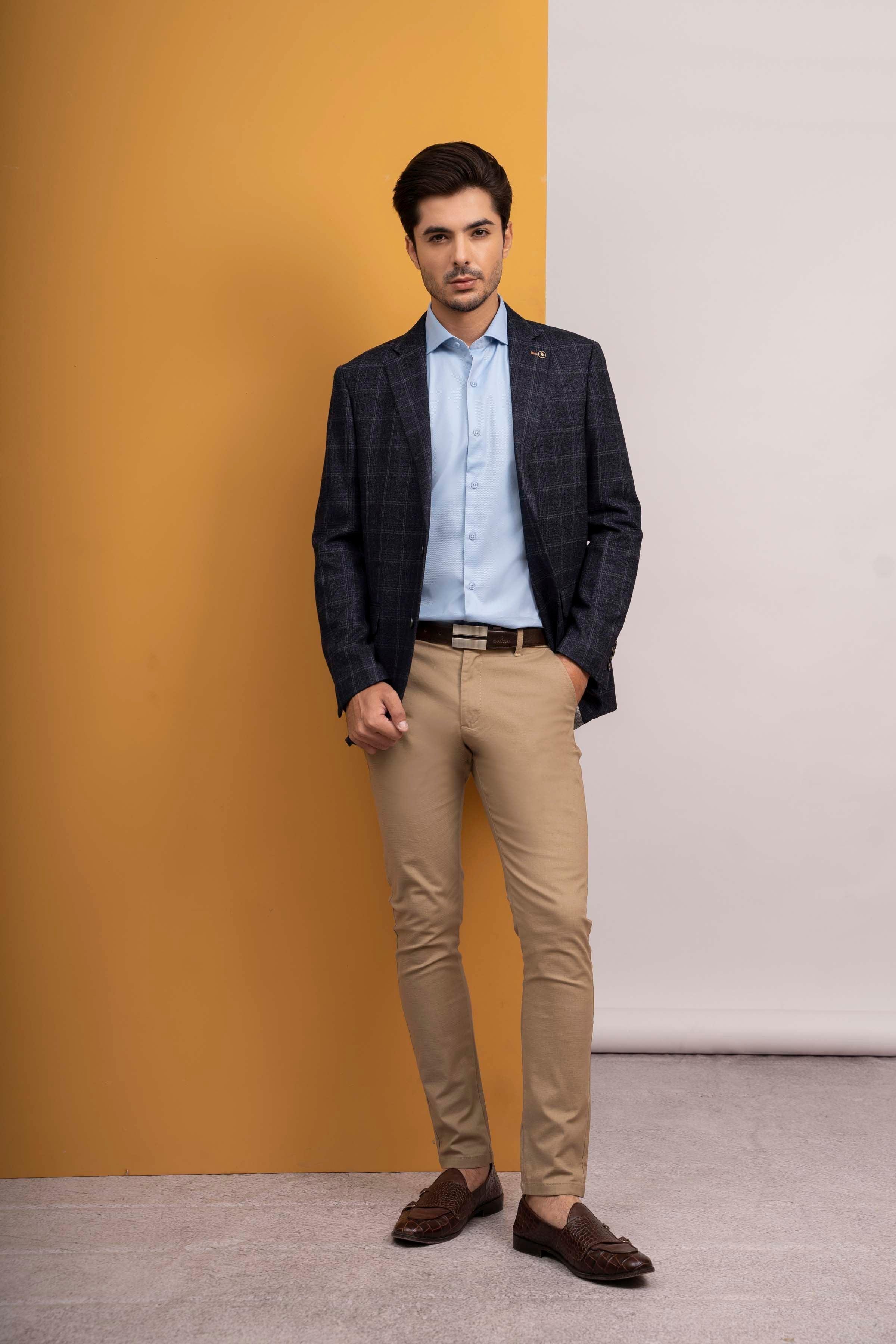 CASUAL COAT SLIM FIT NAVY GREY at Charcoal Clothing