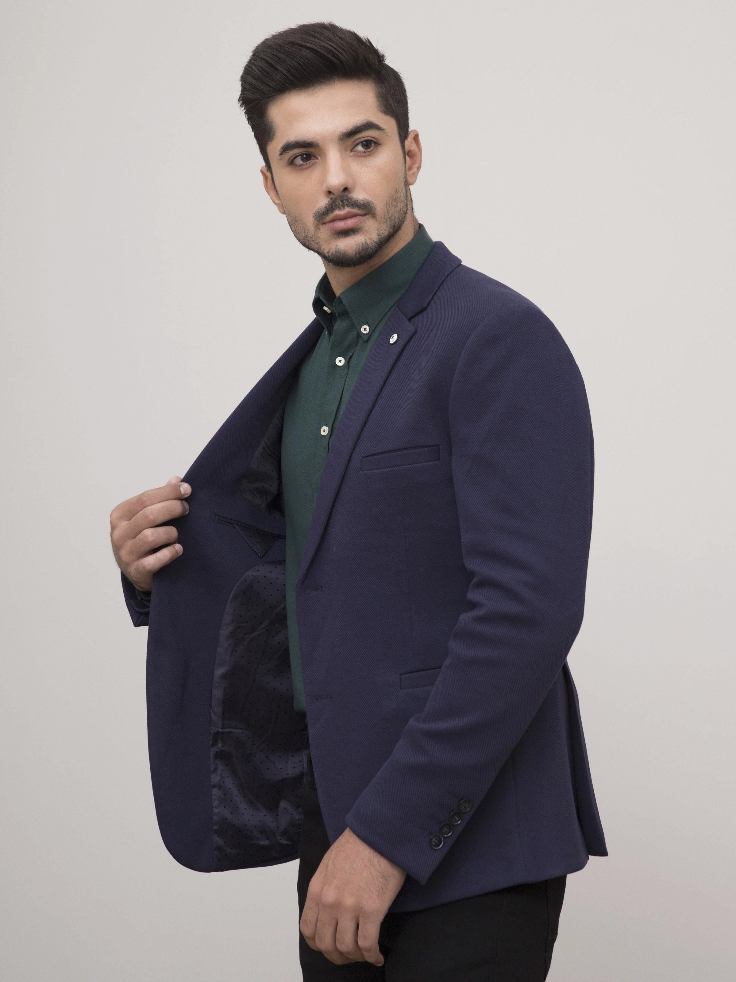 CASUAL COAT SLIM FIT NAVY at Charcoal Clothing