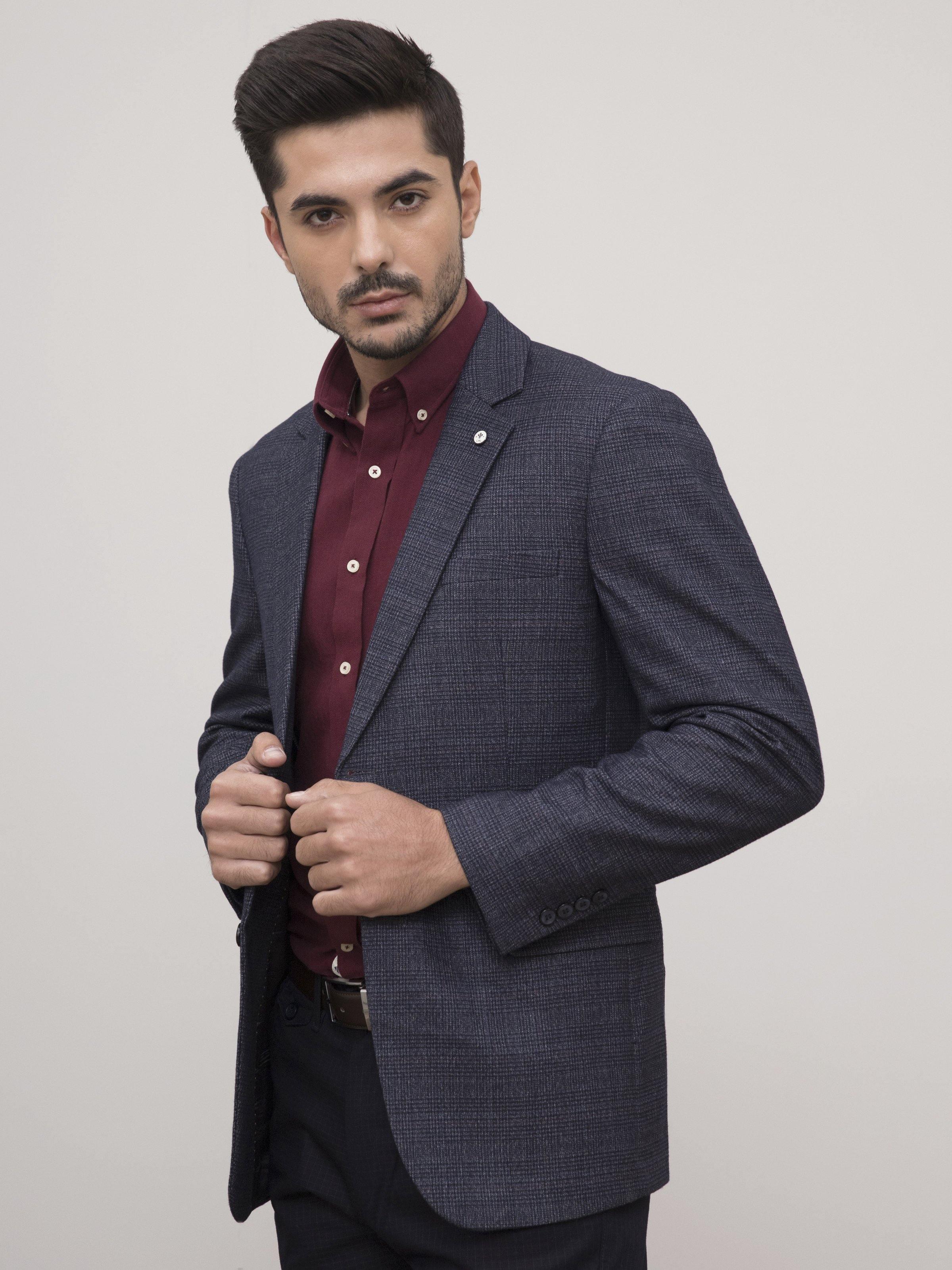 CASUAL COAT SMART FIT GREY BLUE at Charcoal Clothing
