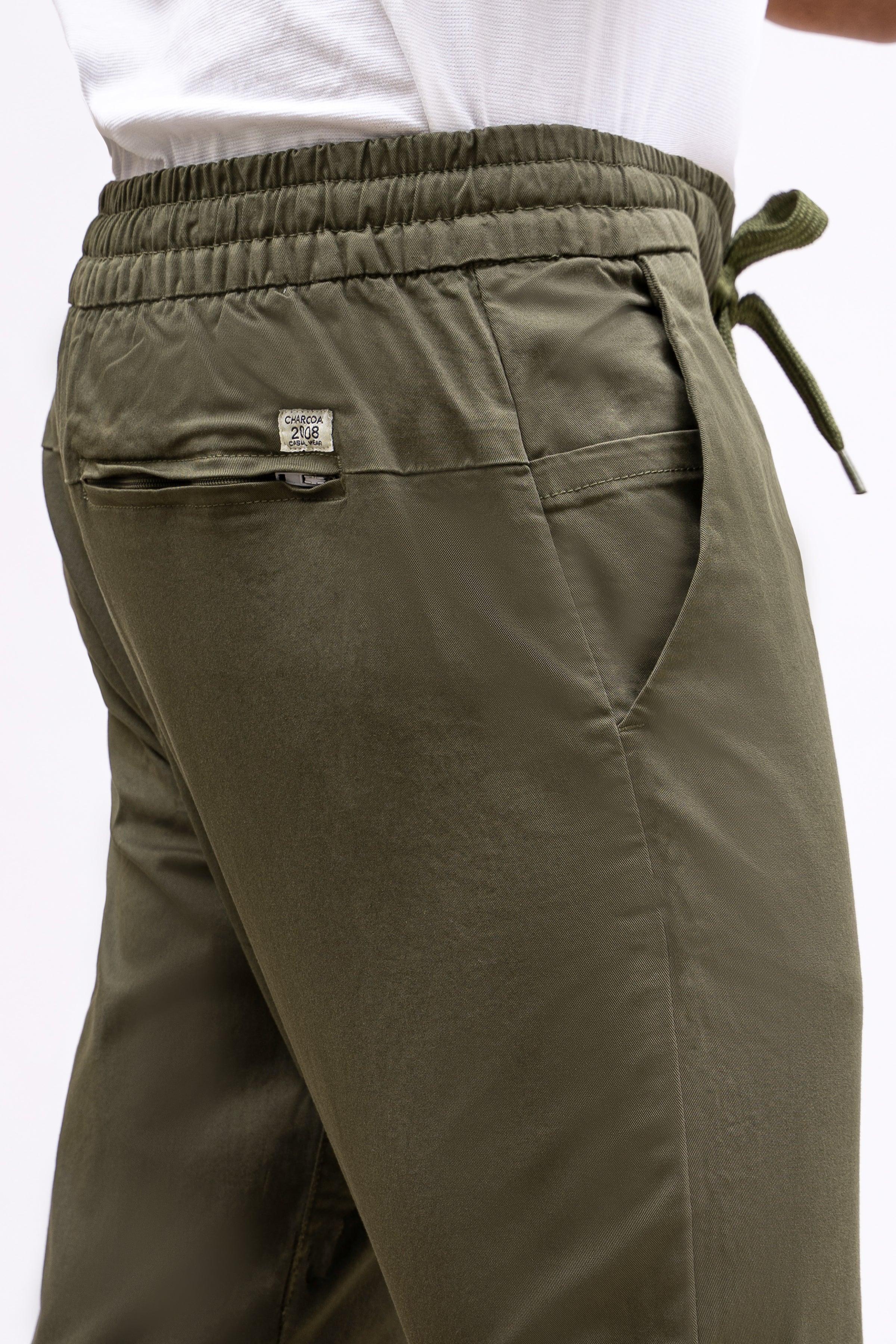 CASUAL JOGAR TROUSER OLIVE at Charcoal Clothing