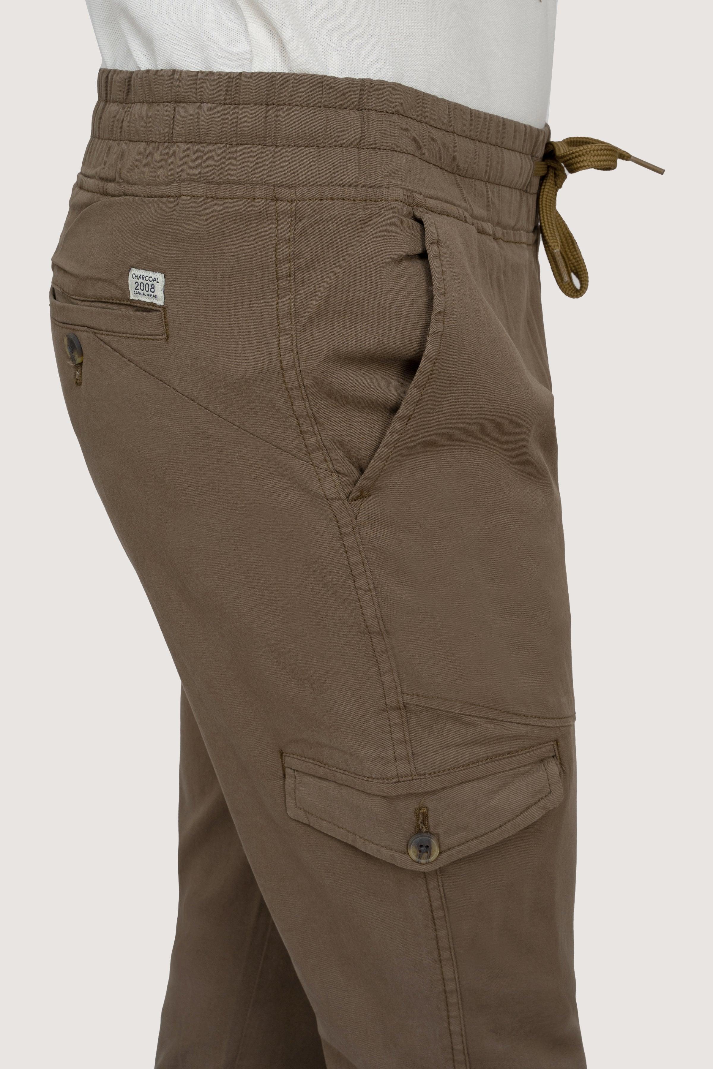 CASUAL JOGGER SLIMFIT TROUSER DARK KHAKI at Charcoal Clothing