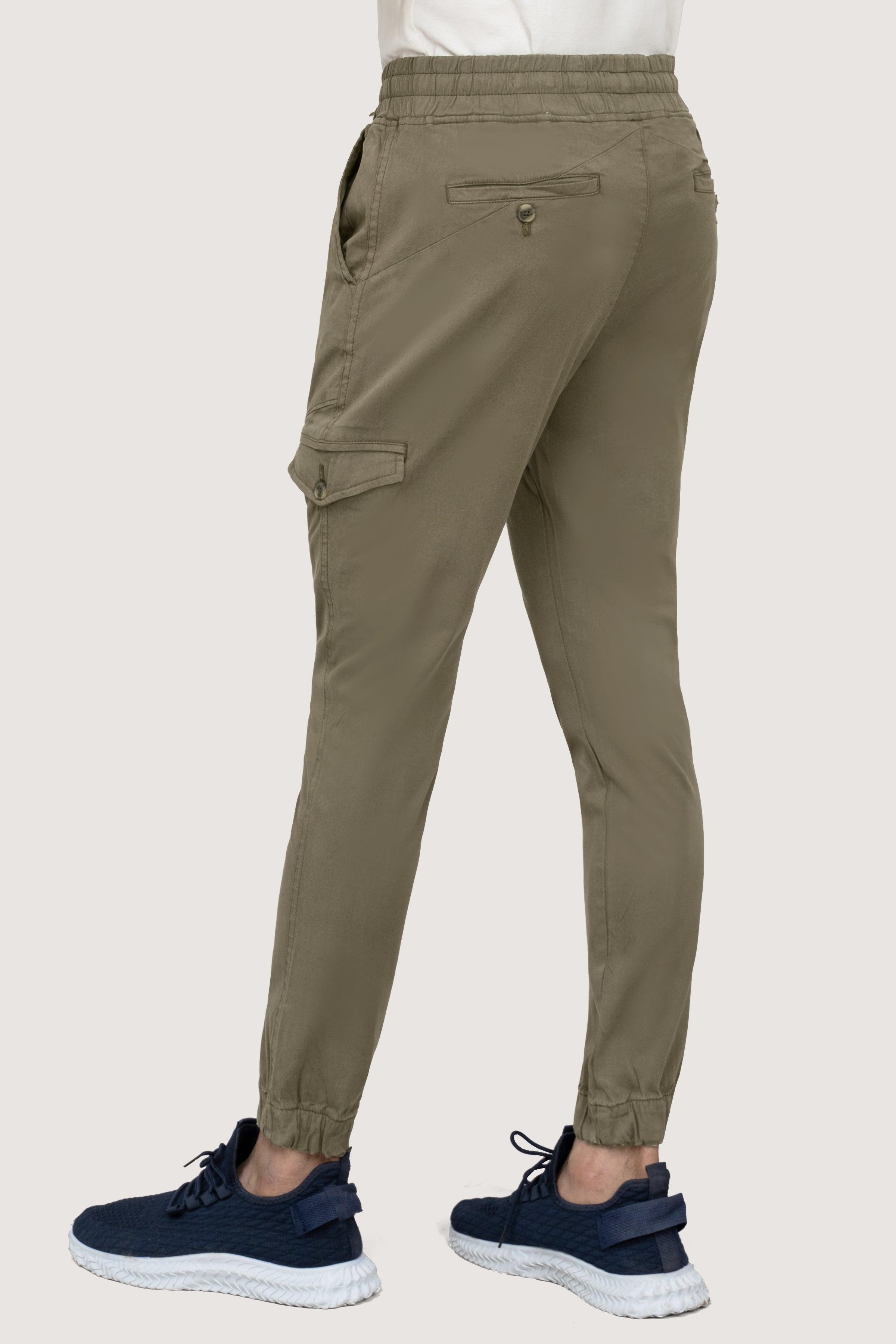 CASUAL JOGGER SLIMFIT TROUSER OLIVE at Charcoal Clothing