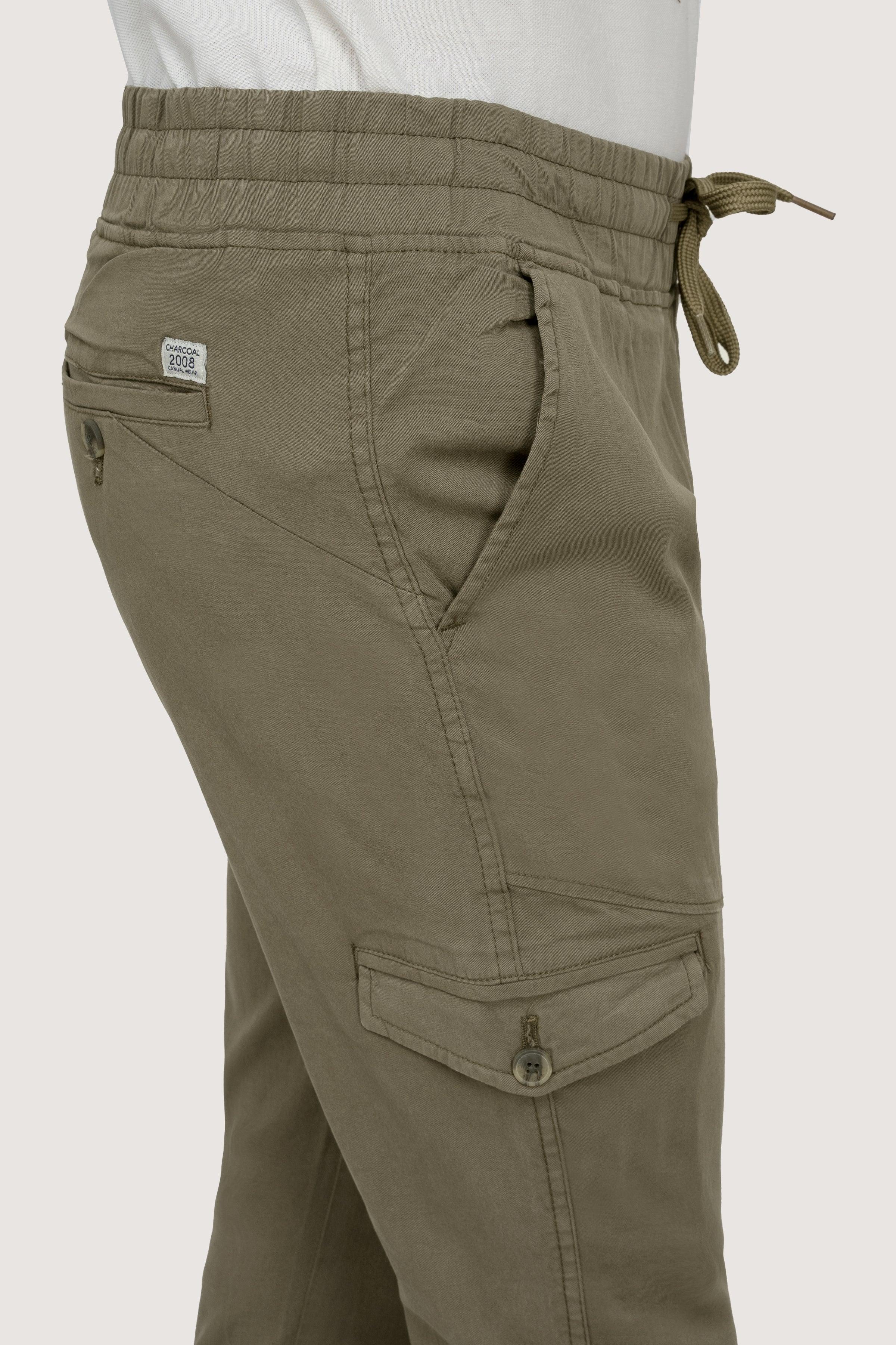 CASUAL JOGGER SLIMFIT TROUSER OLIVE at Charcoal Clothing