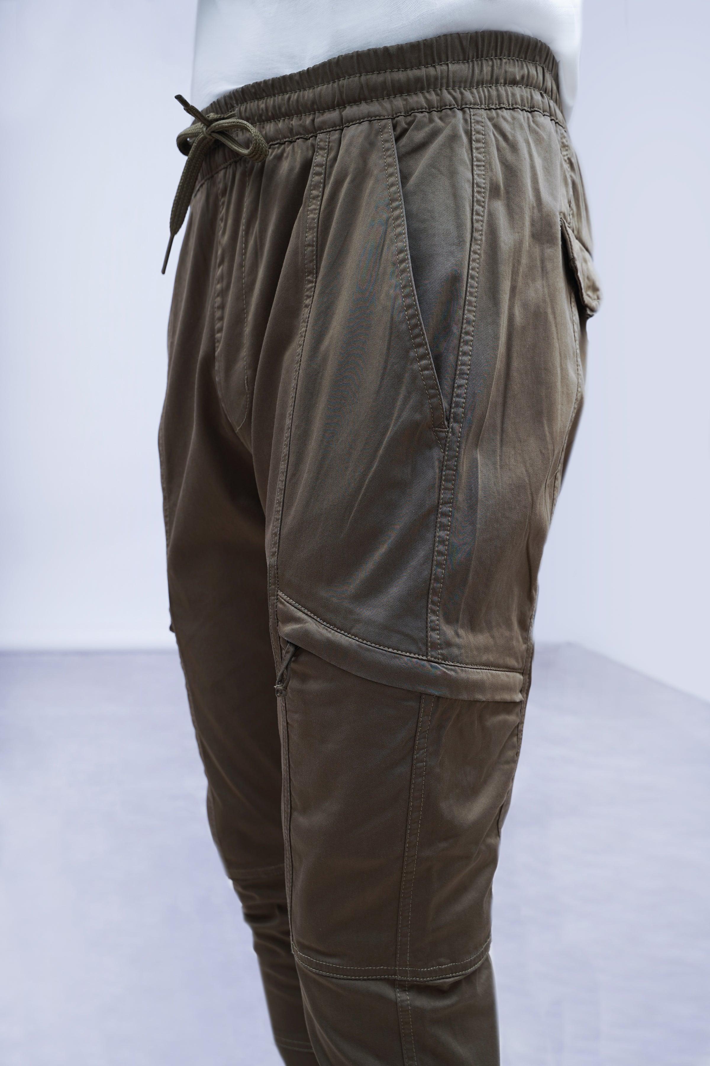 CASUAL JOGGER TROUSER DARK KHAKI at Charcoal Clothing