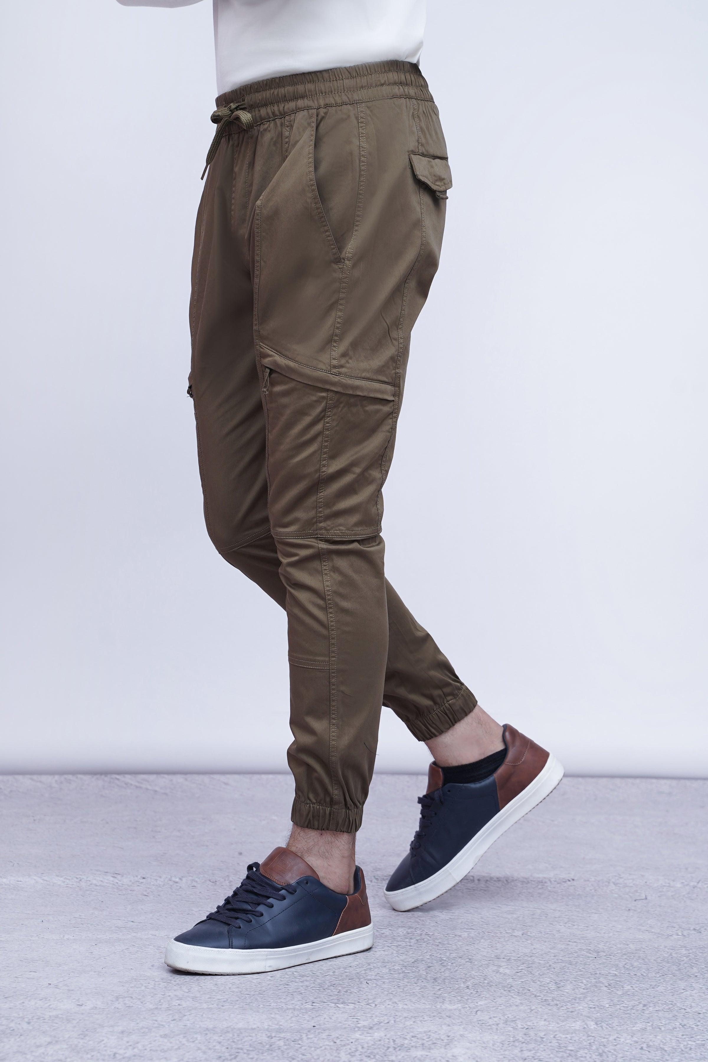 CASUAL JOGGER TROUSER DARK KHAKI at Charcoal Clothing
