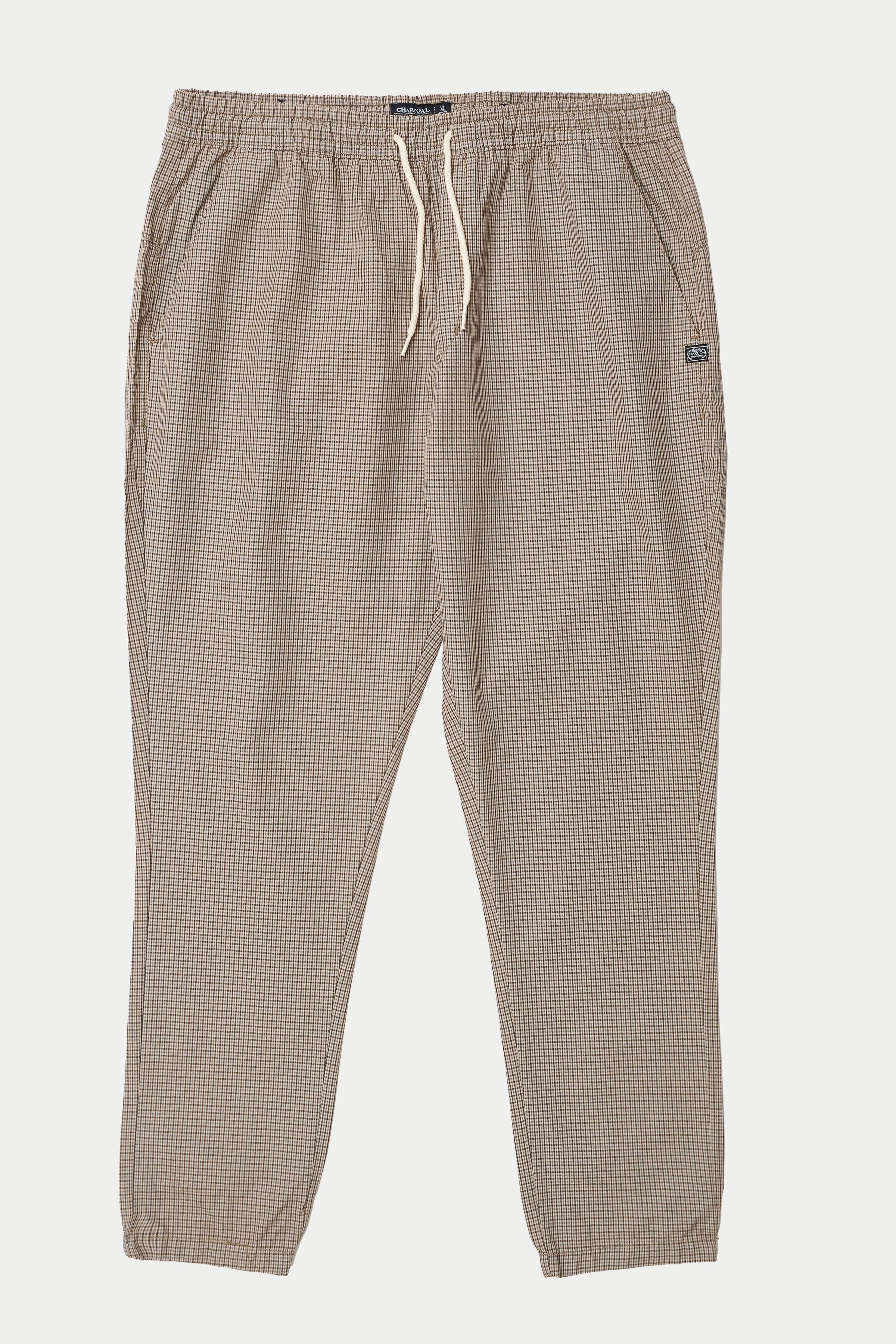 CASUAL JOGGER TROUSER LIGHT KHAKI CHECK at Charcoal Clothing