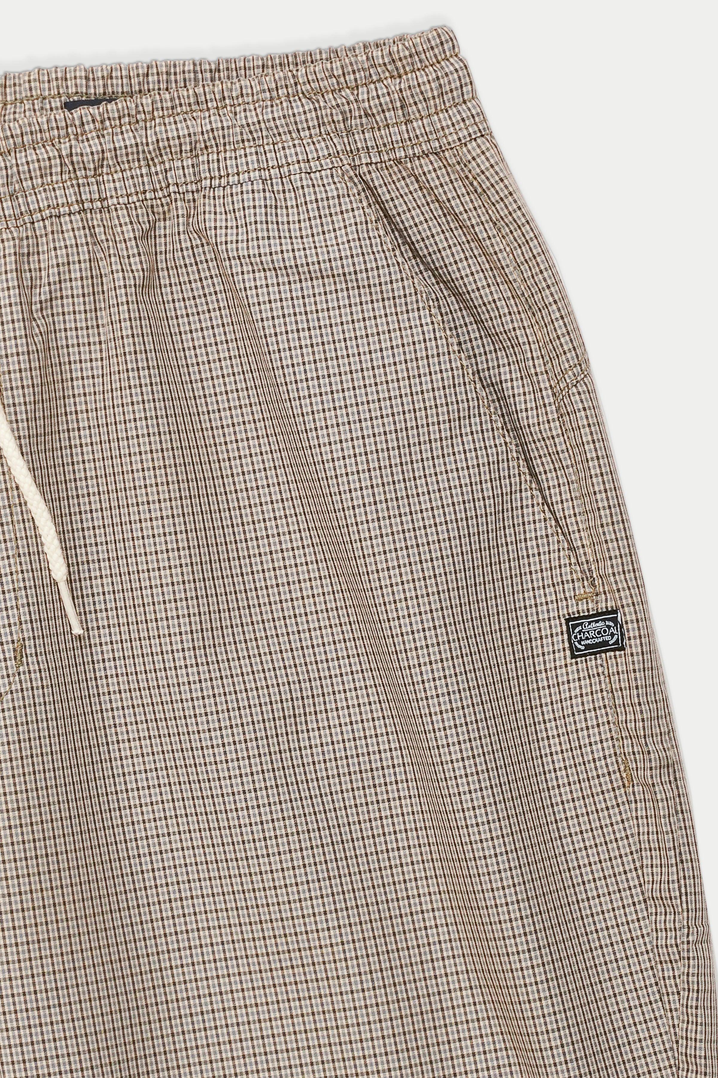 CASUAL JOGGER TROUSER LIGHT KHAKI CHECK at Charcoal Clothing