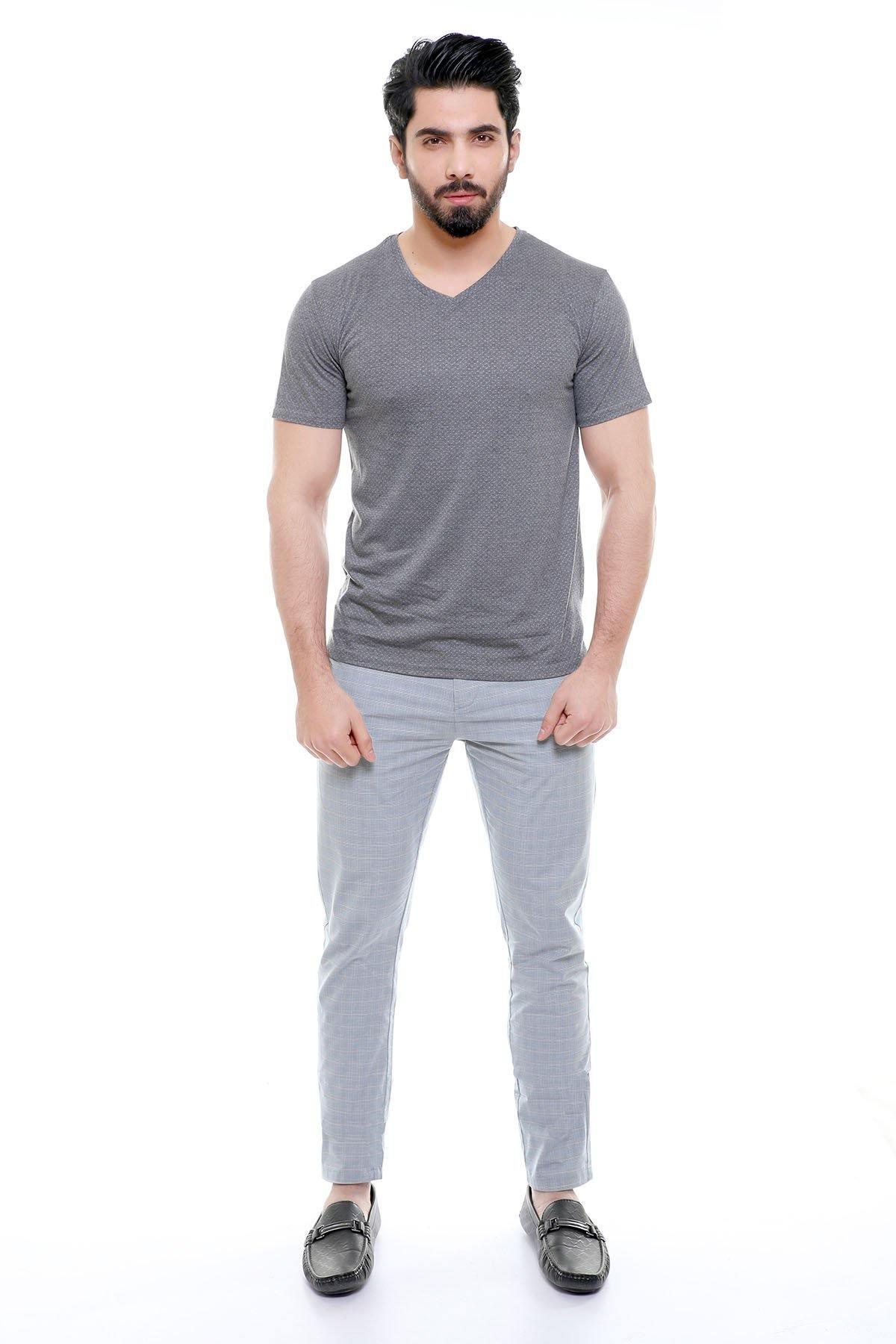 5-pocket casual pants, sky blue, Italian-fit, full length with front pockets