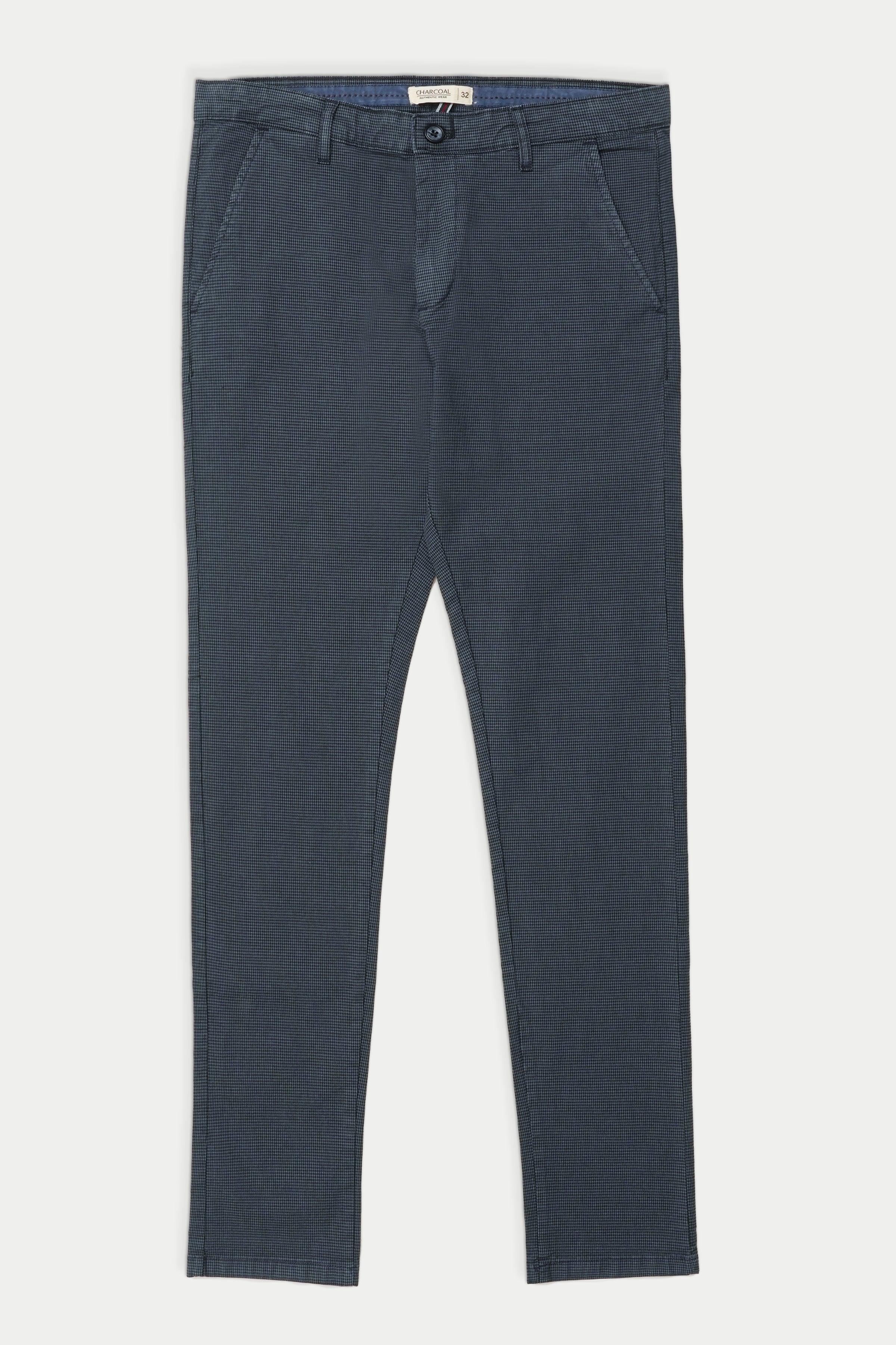 CASUAL PANT BLUE BLACK CHECK at Charcoal Clothing